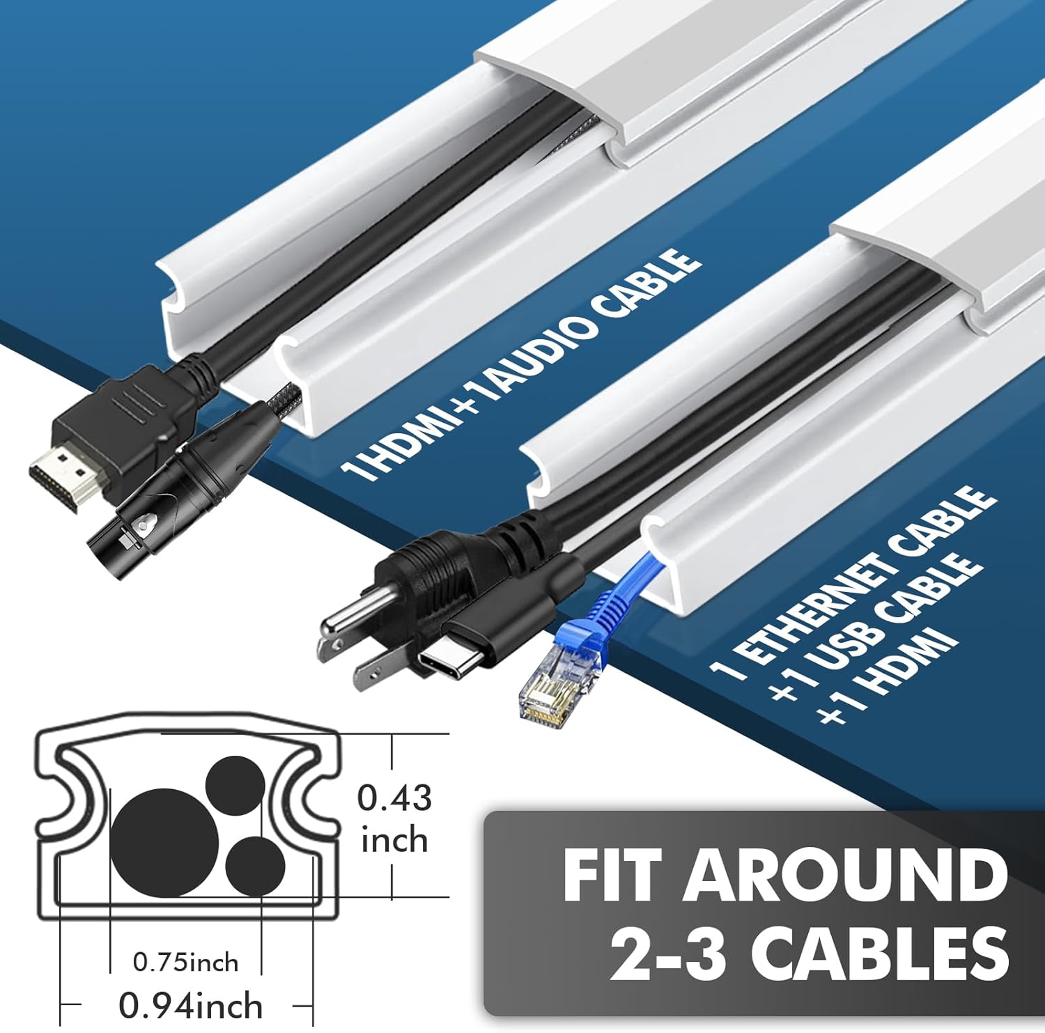 Thumbnail 1 de Shinfly 2.4m Self-Adhesive Cable Trunking Kit (Mini Trunking) – White, 25mm x 13mm (6-pack)