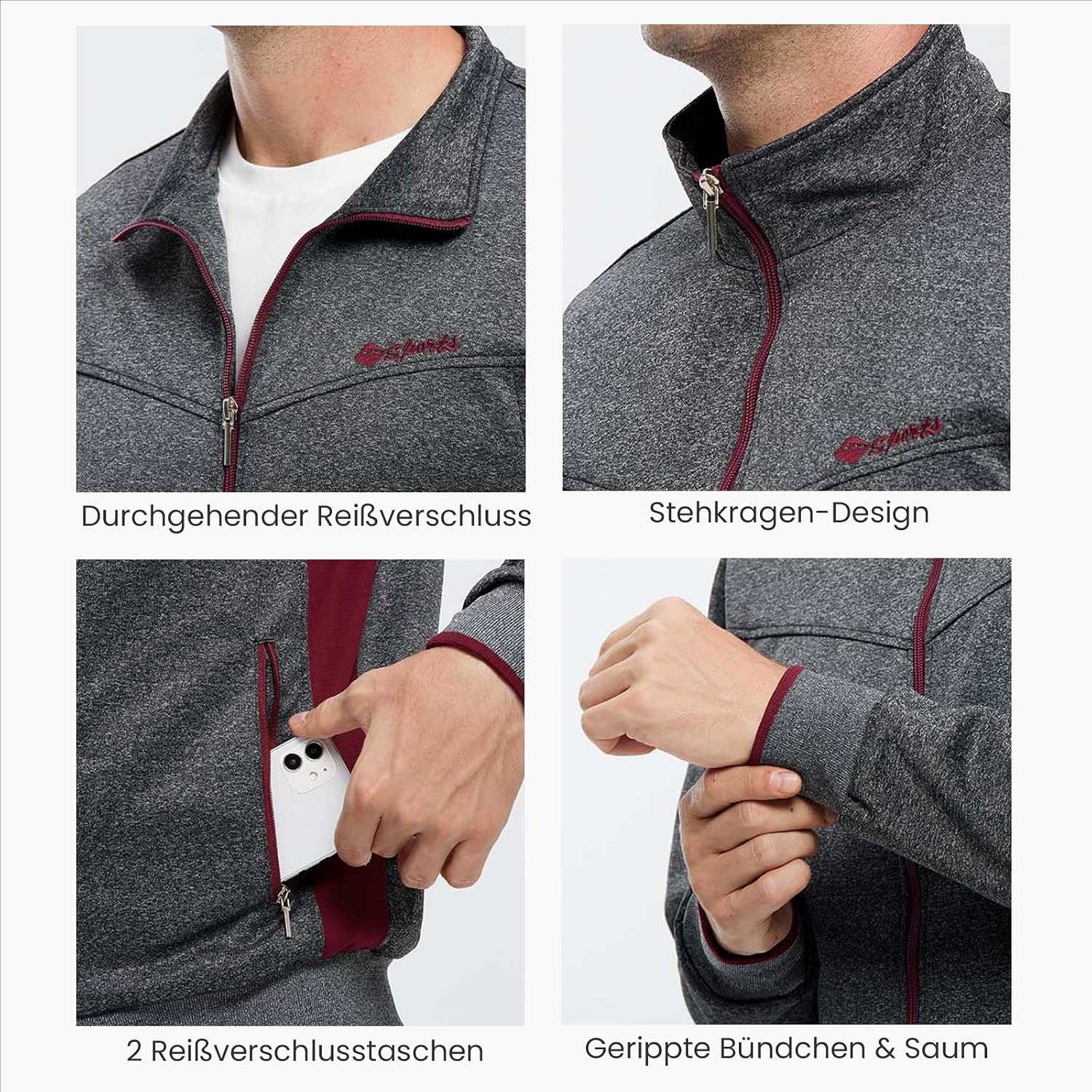 Thumbnail 3 de Rdruko Herren Jogginganzug-Set (Trainingsjacke + Jogginghose) für Fußball, Gym & Freizeit