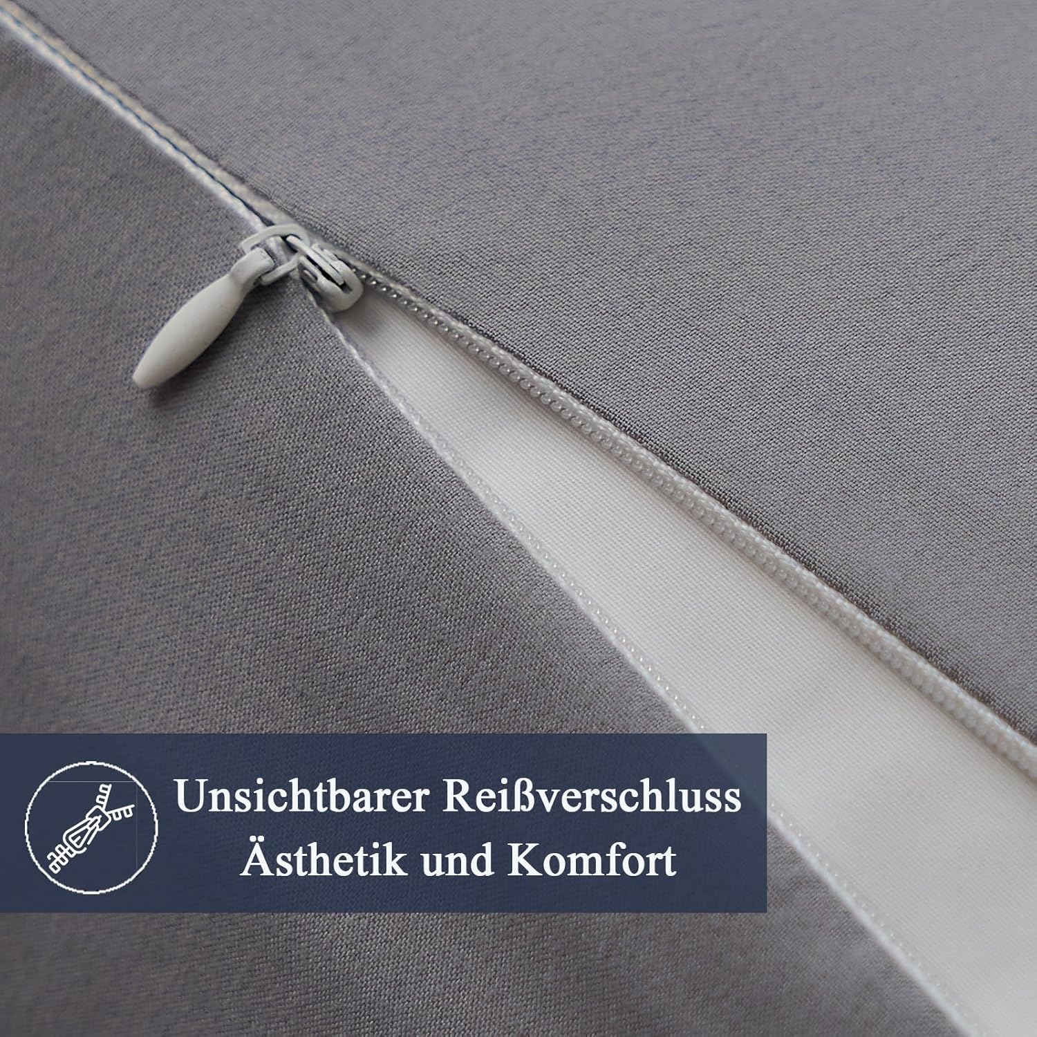 Thumbnail 3 de Vielit Kissenbezug 40 x 80 Grau – Mikrofaser, 2er Set, OEKO-Zertifiziert, hypoallergen
