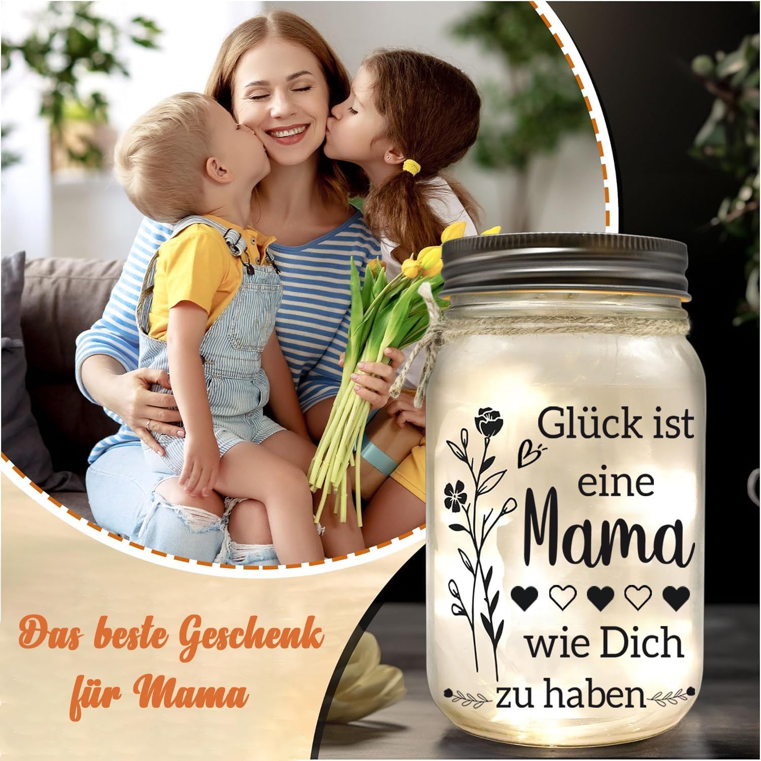 Thumbnail 2 de Nachtlicht für Mama als Geschenk: personalisierte Glasflasche mit Lichterkette (Starlight) – Mama-/Muttertagsgeschenk