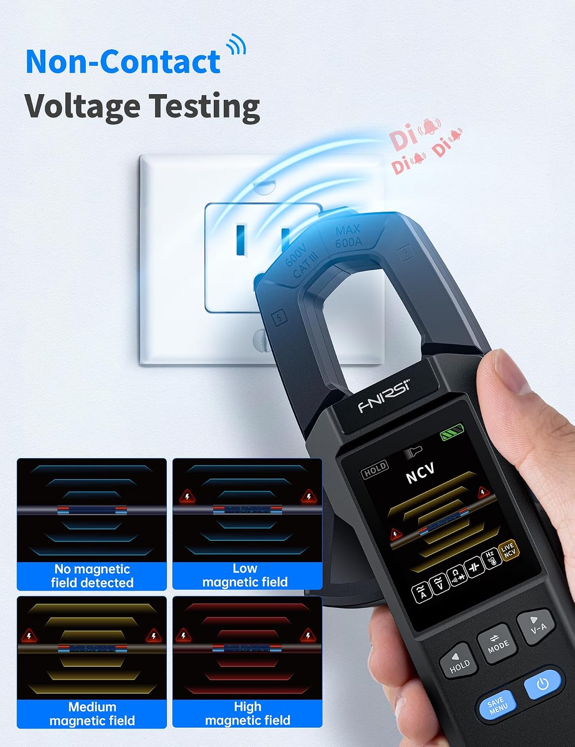 Detalle 1 de FNIRSI FNIRSI-DMC-100 TRMS Clamp Meter with Graph Recording and 2-Inch TFT