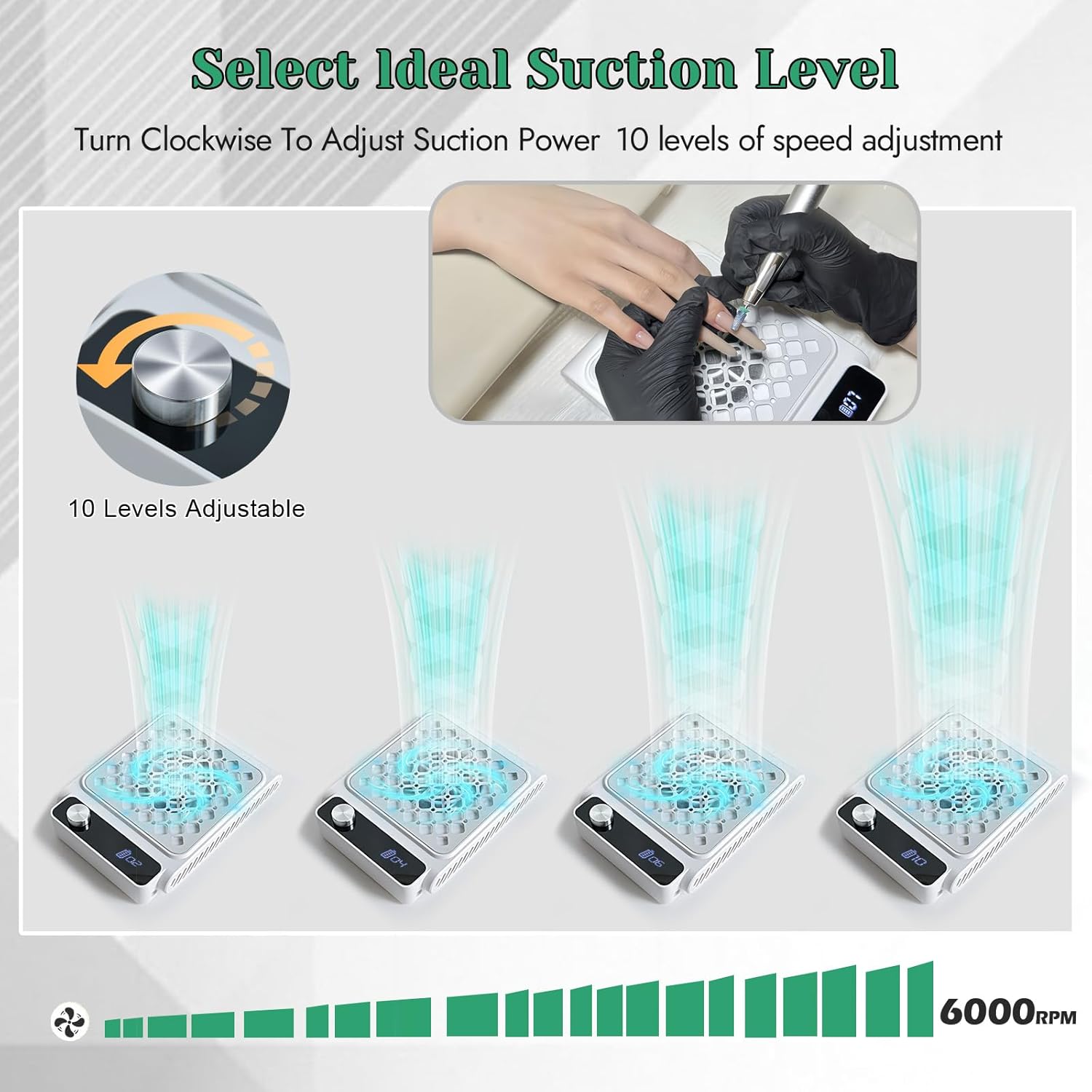 Detalle 2 de Cordless Nail Dust Collector: a practical, rechargeable option for salon and home use