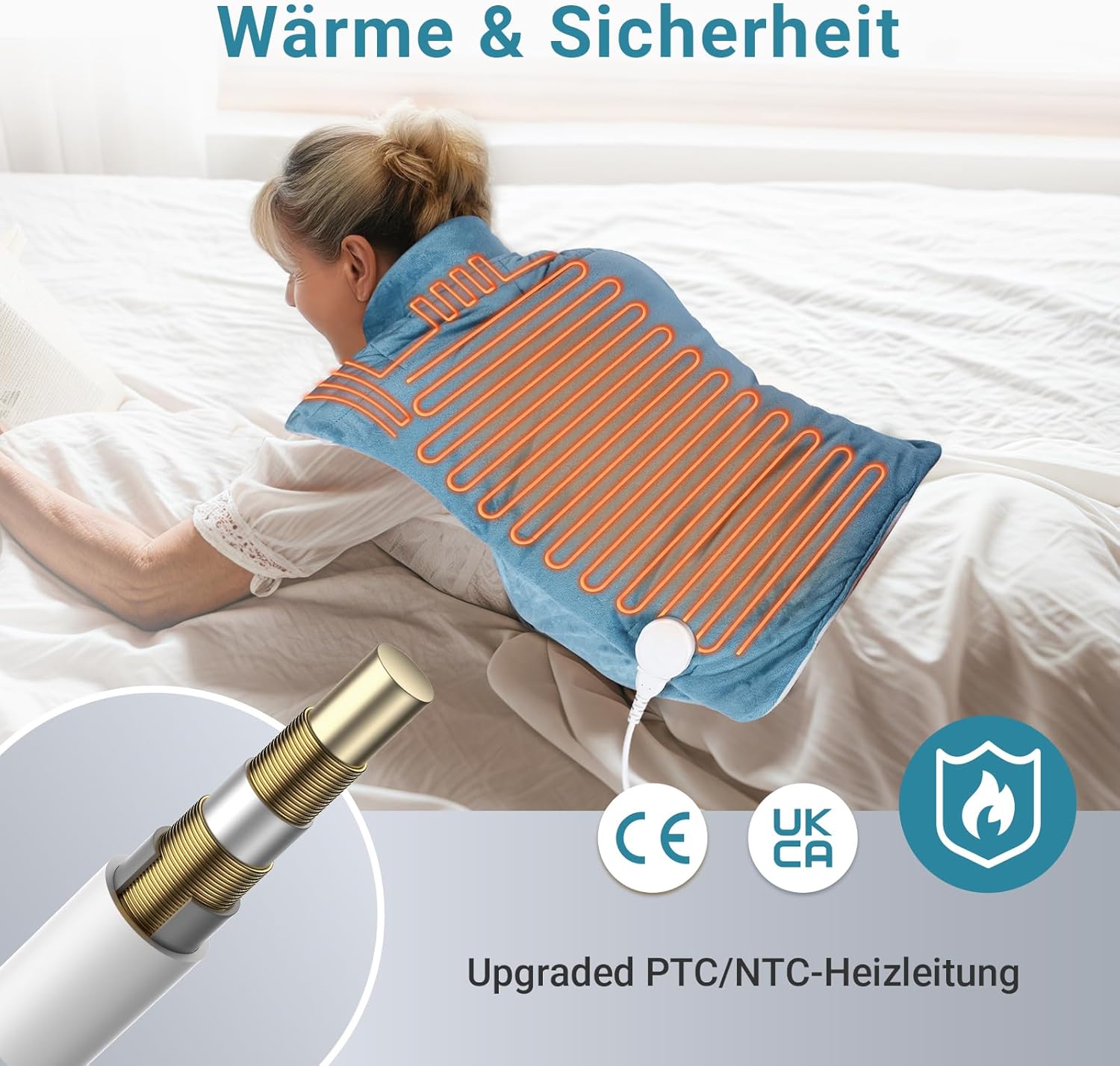 Detalle de Comfytemp gewichtetes Heizkissen für Rücken, Schulter und Nacken mit 9 Wärmestufen & Abschaltautomatik