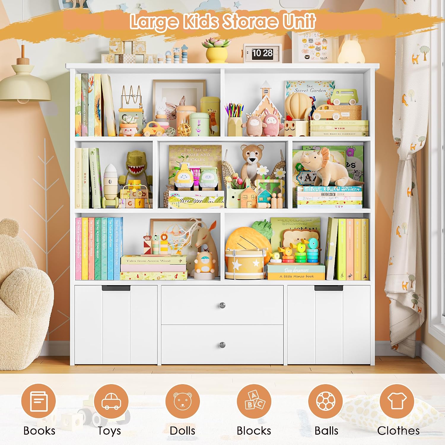 Thumbnail 6 de FOREHILL M206 Kids’ Storage Unit, 7 Compartments and 4 Drawers, White