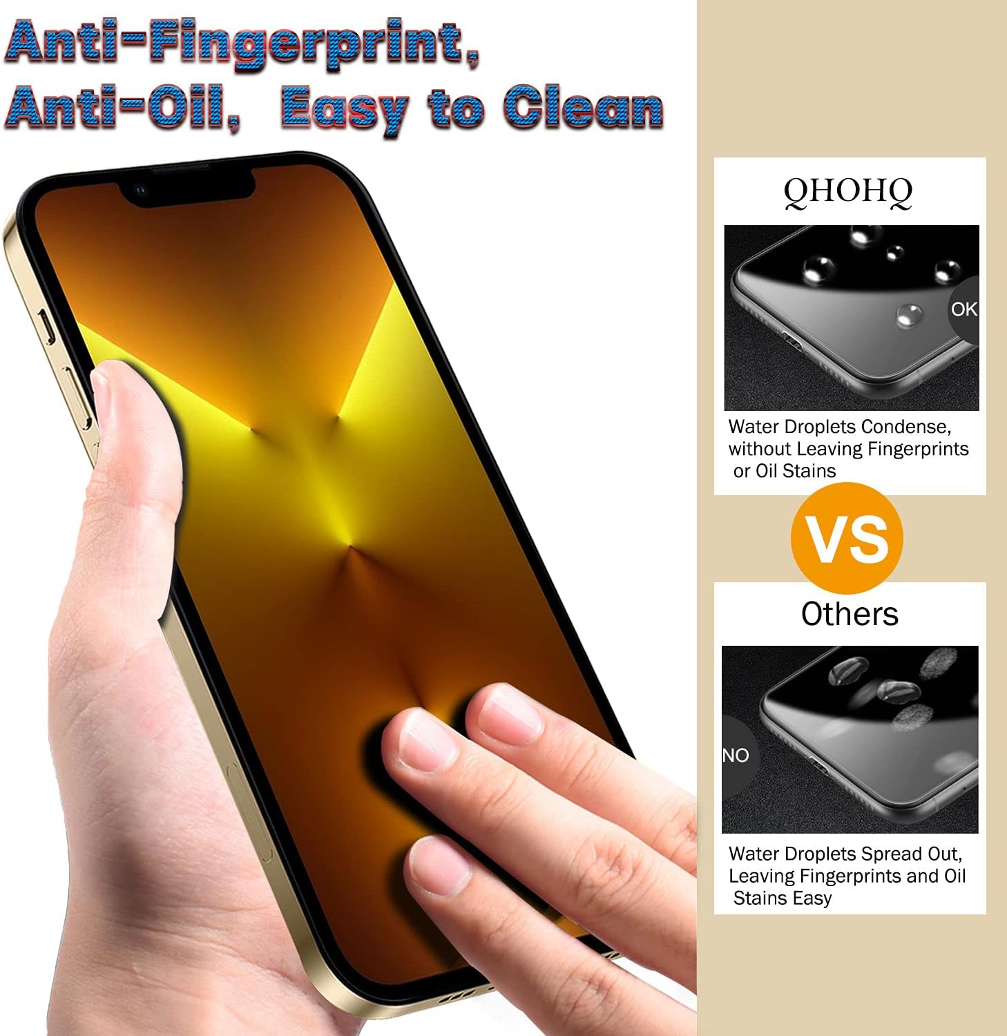 Thumbnail 2 de QHOHQ iPhone 13 Pro 6.1-Inch Tempered Glass Screen & Camera Protectors, 9H