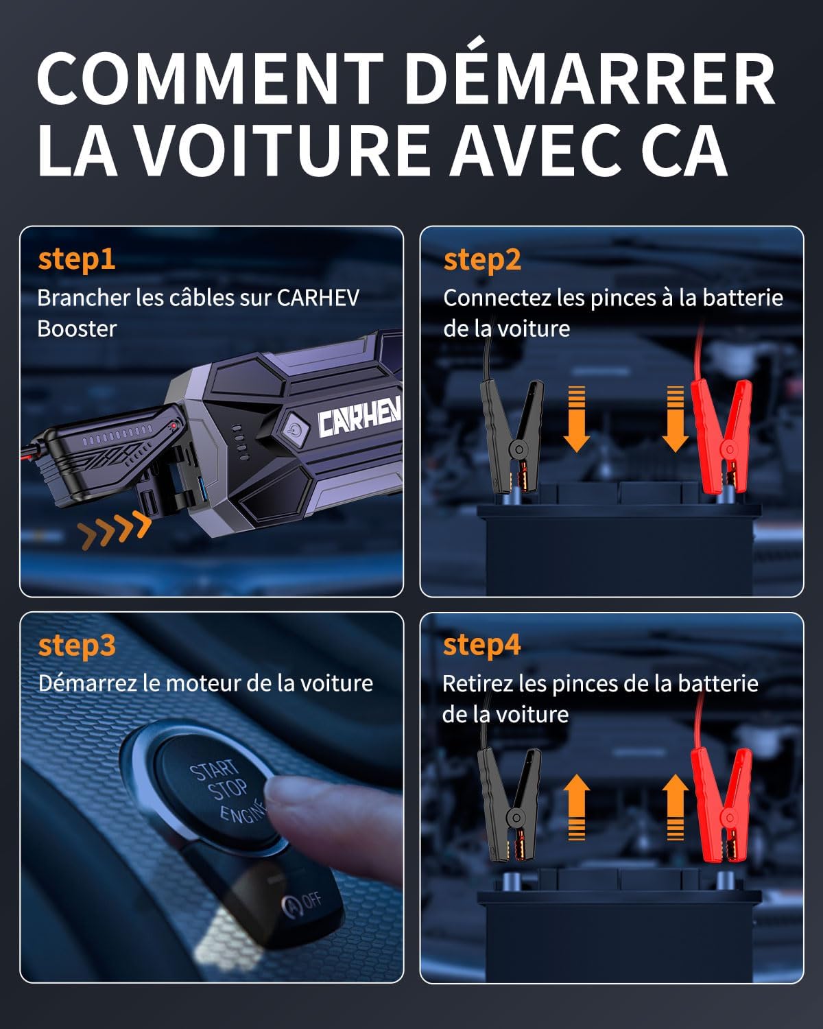 Detalle de CARHEV auto-accubooster 4500 A, 12 V voor benzine- en dieselmotoren tot 8,0 l