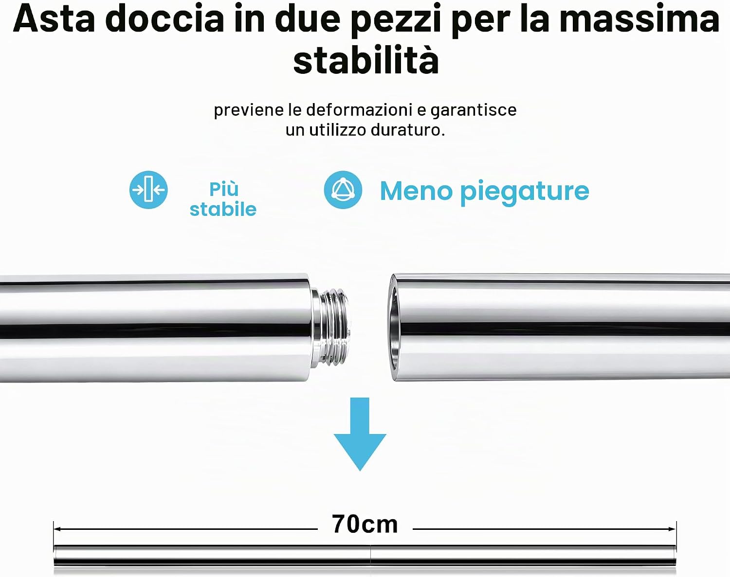 Detalle de Görbach Colonna Doccia in Acciaio Inox 70 cm con Mensola e Doccetta Regolabile – Cromata
