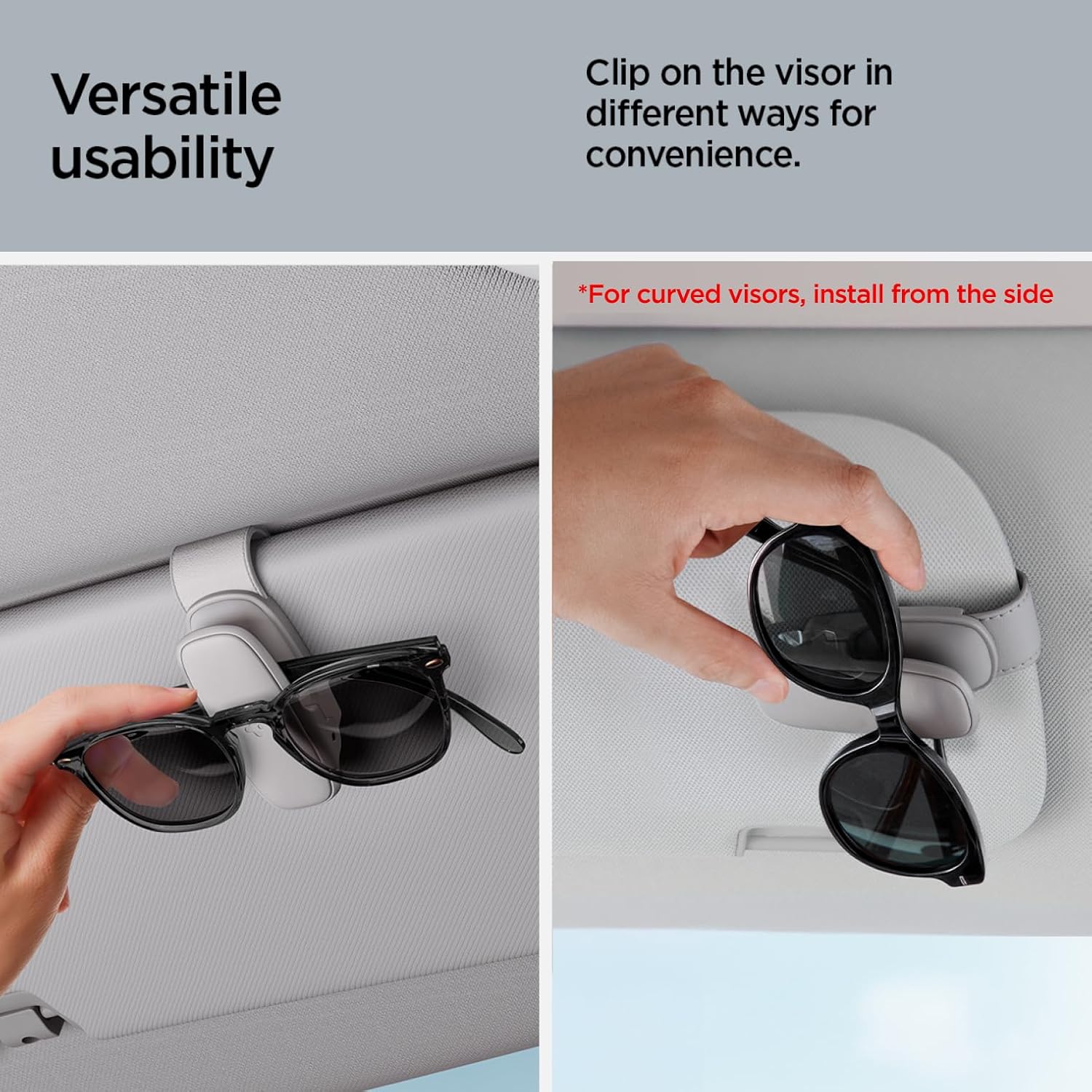 Thumbnail 5 de Spigen support lunettes universel avec pince en silicone pour pare-soleil (lot de 2) – Gris