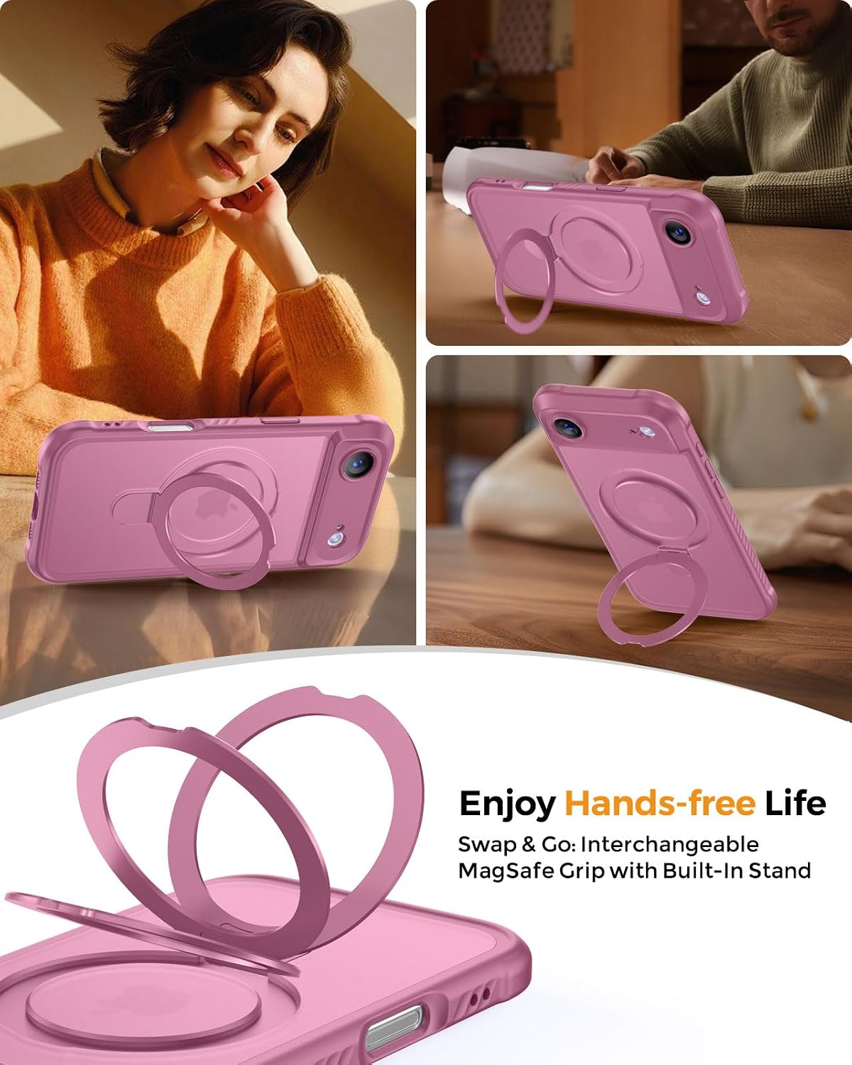 Detalle 2 de MOCCA Design for iPhone 17 Pro Case with MagSafe, Invisible Magnetic Ring Stand & Military Drop Protection (Lavender Purple)