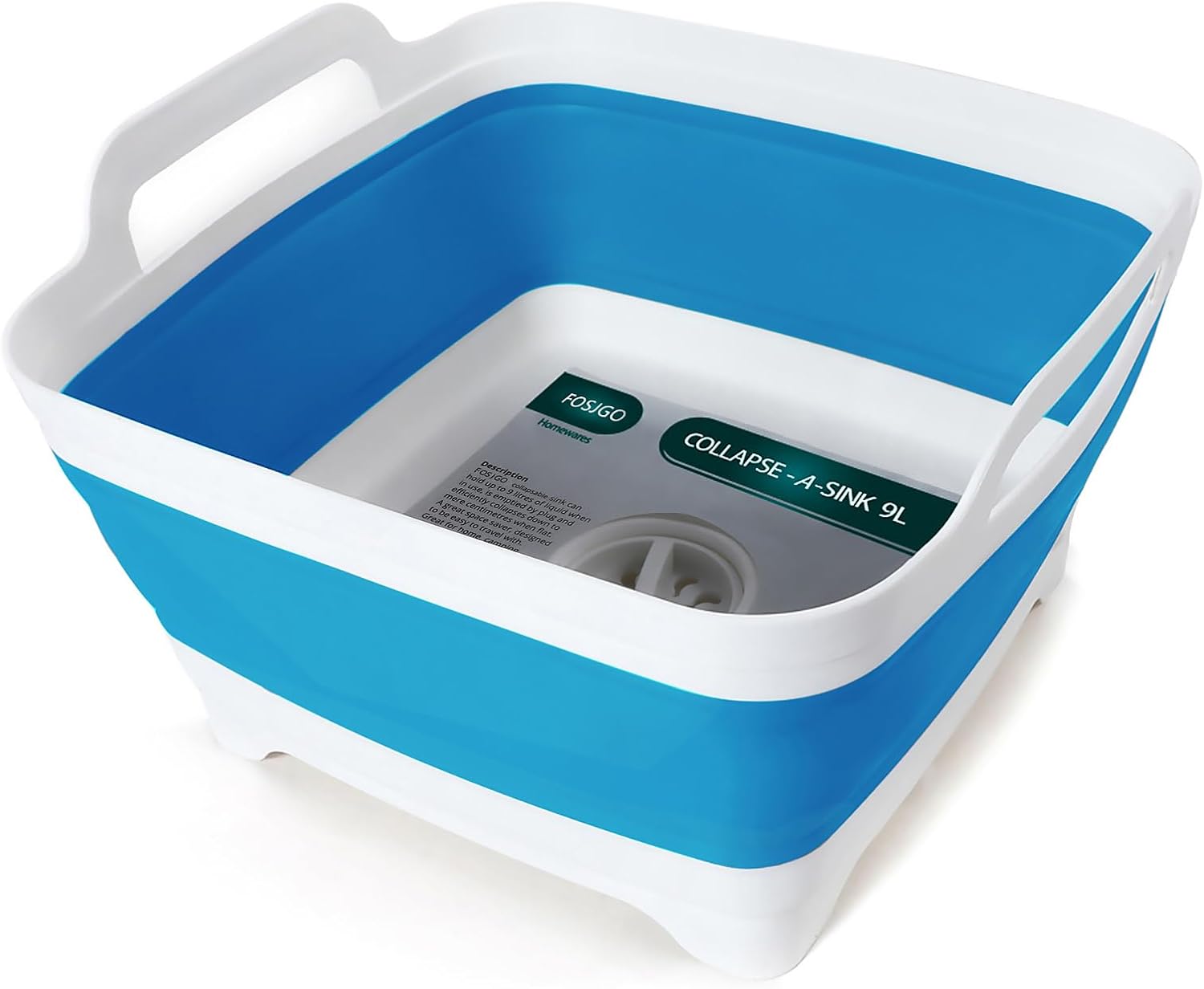 Thumbnail 6 de FOSJGO Collapsible Dish Basin, 9L with Drain Plug and Folding Design