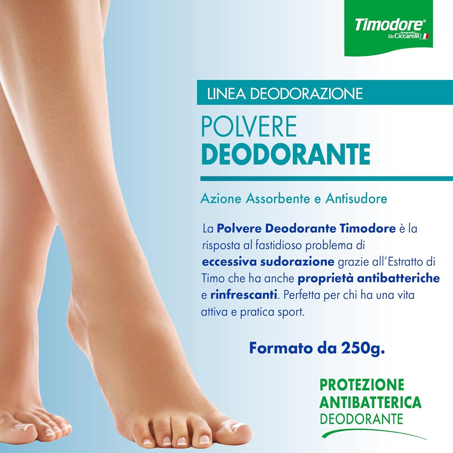 Thumbnail 1 de Timodore Polvere Deodorante 250 g: azione assorbente e antisudore per piedi e calzature