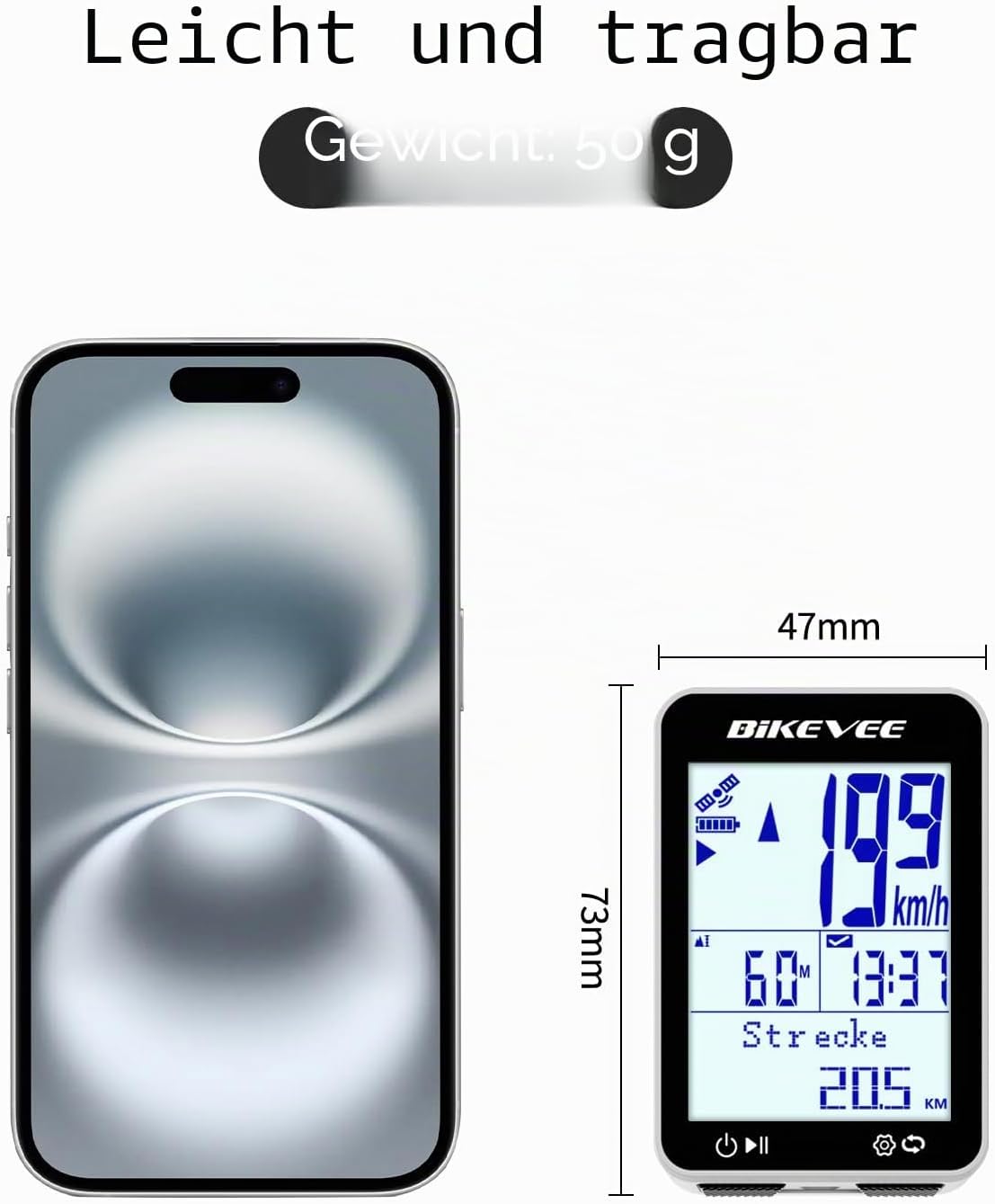 Thumbnail 2 de Bikevee GPS Fahrradcomputer kabellos IPX7 – 2,4'' Display, 28 h Akku