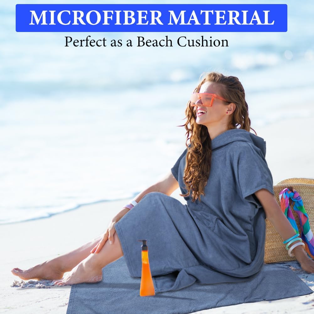 Thumbnail 6 de AUYAO 5228122 strandponcho met capuchon, zakken en sneldrogende microvezel
