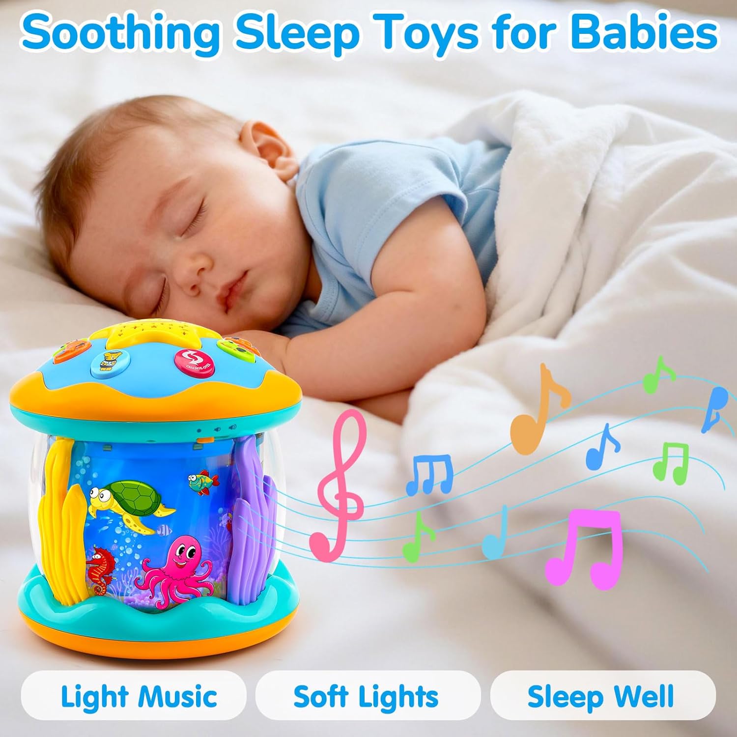 Thumbnail 4 de Baby Toys 6-12 Months Ocean Projector: Rotating Lights, Music & Crawling Fun
