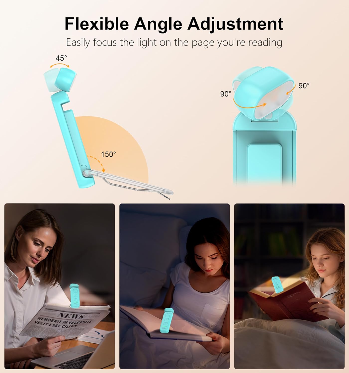 Thumbnail 4 de Gritin G1313 Rechargeable Clip-On Book Light, 3 Colour Temperatures