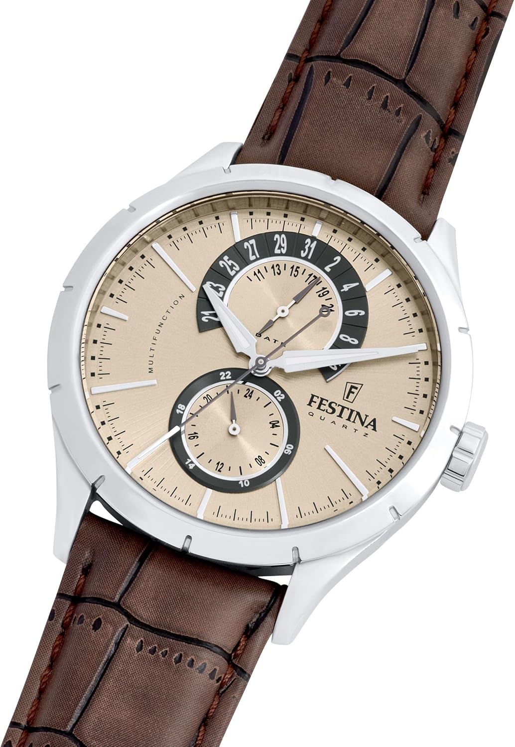 Detalle de Festina Montre Homme Analogique en Cuir Marron – Élégance intemporelle
