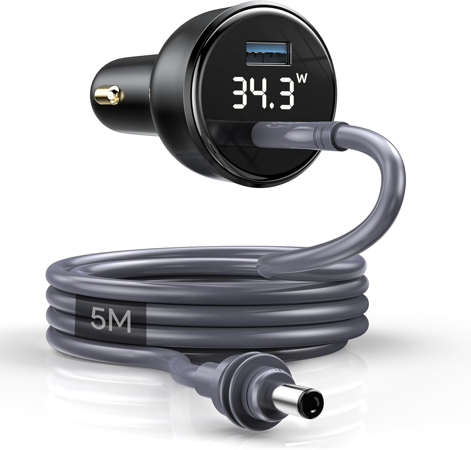 Detalle de EDUP Starlink Mini Car Adapter with 12V–24V DC Power Cable and LED voltmeter (5m)