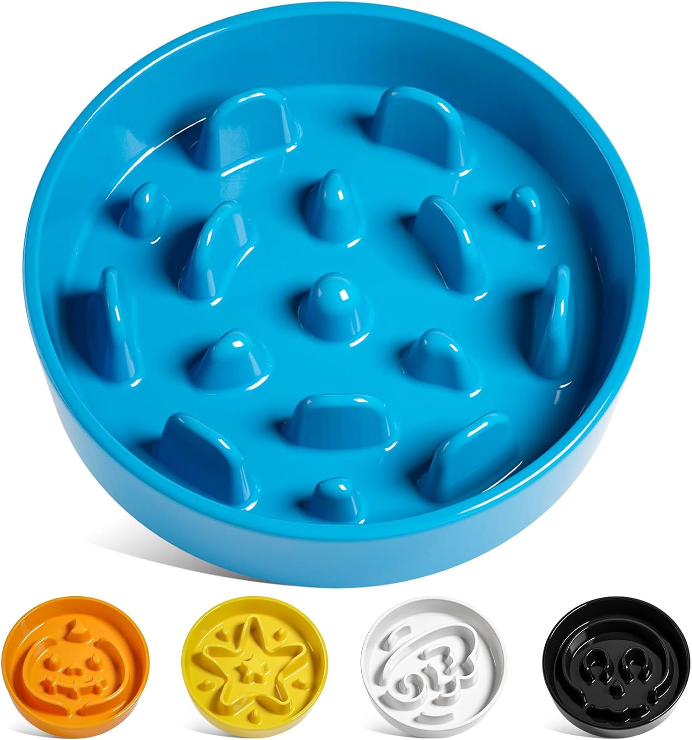 Detalle de LE TAUCI Keramik Hundenapf – langsames Fressen, rutschfeste Basis, 350 ml, Blau (Vortex)