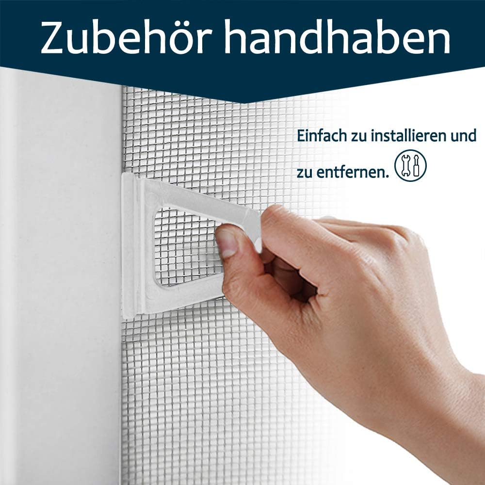Detalle de UISEBRT Insektenschutz Fenster – Fliegengitter mit Aluminiumrahmen, 100 x 120 cm, Weiß