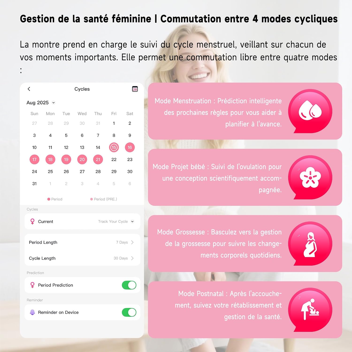 Thumbnail 6 de YYKY Montre Connectée Femme ECG+HRV/IMC — Santé au poignet, 1,72'' et appels Bluetooth