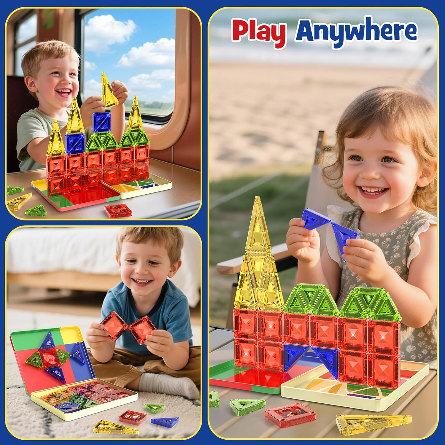 Thumbnail 1 de burgmate Magnetische Bausteine für Kinder (ab 3 Jahren) – Mini Magnetbausteine Reise-Spielzeug mit Tragbar Magnetbox, 26-teilig