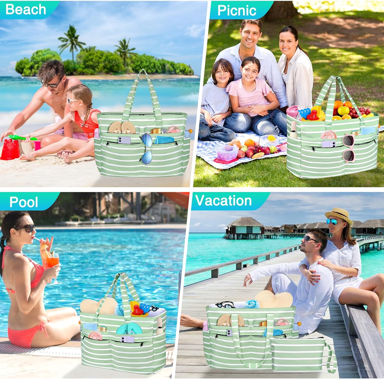 Detalle de WACCET Borsa Mare Donna Grande: tote impermeabile XXL per vacanze in spiaggia