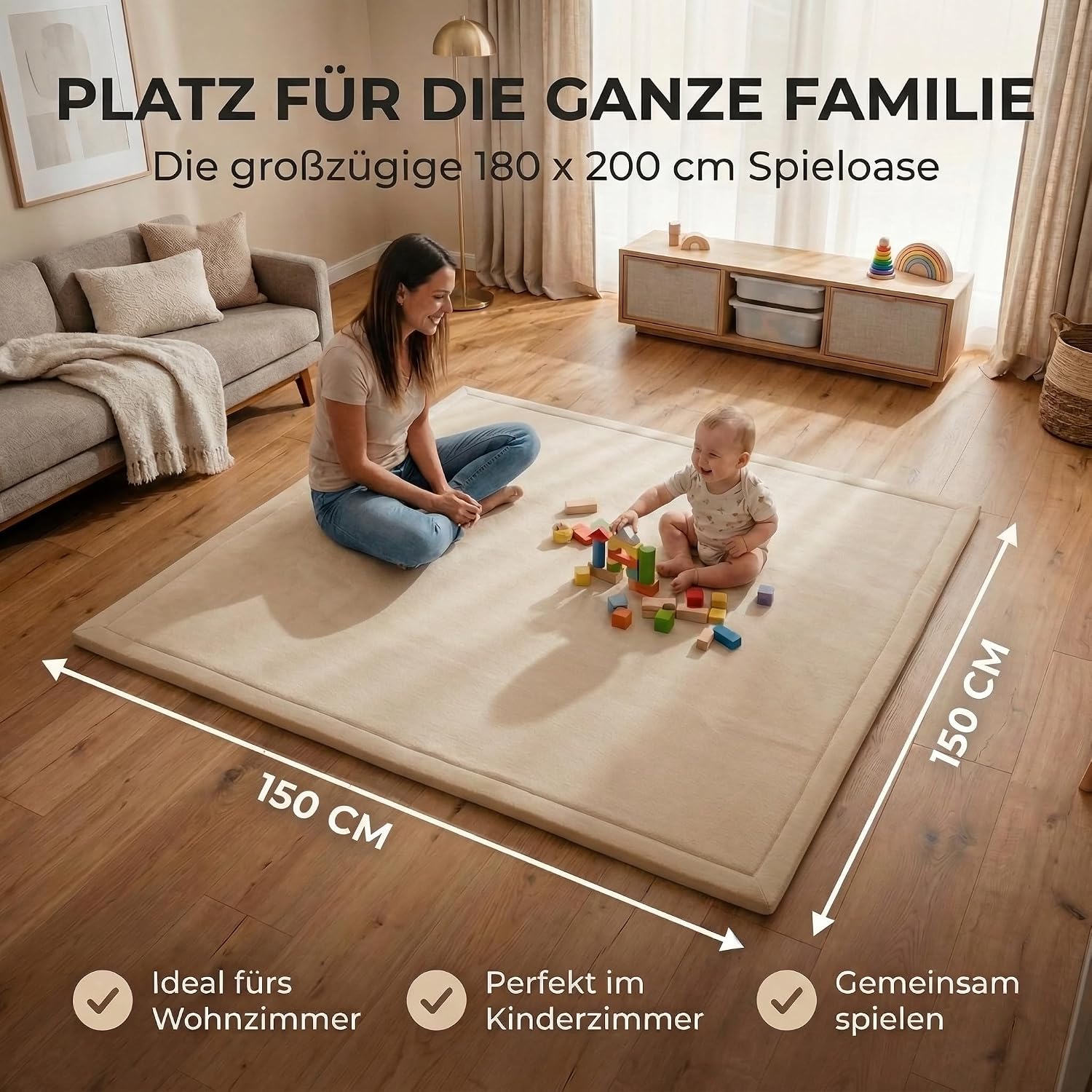 Thumbnail 1 de BabybeFun Krabbelmatte 150x150 cm