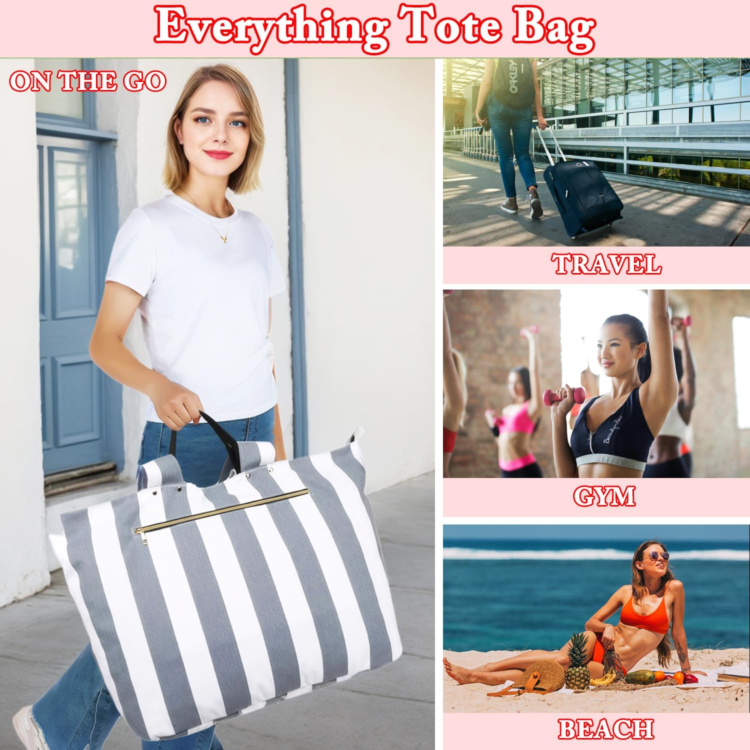Thumbnail 6 de Fammart Beach Bags Waterproof Sandproof: Large Canvas Tote with Wet Pocket