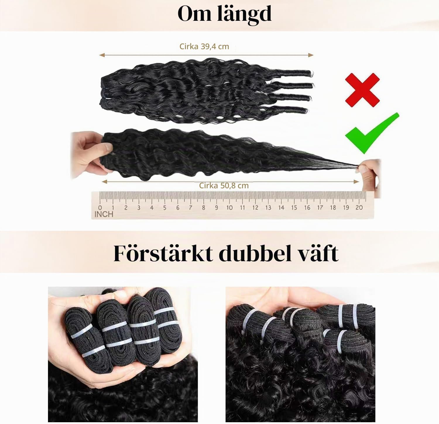 Detalle 1 de IFLY Burmese Curly löshår i äkta hår, 22/24/26 tum, 210 g