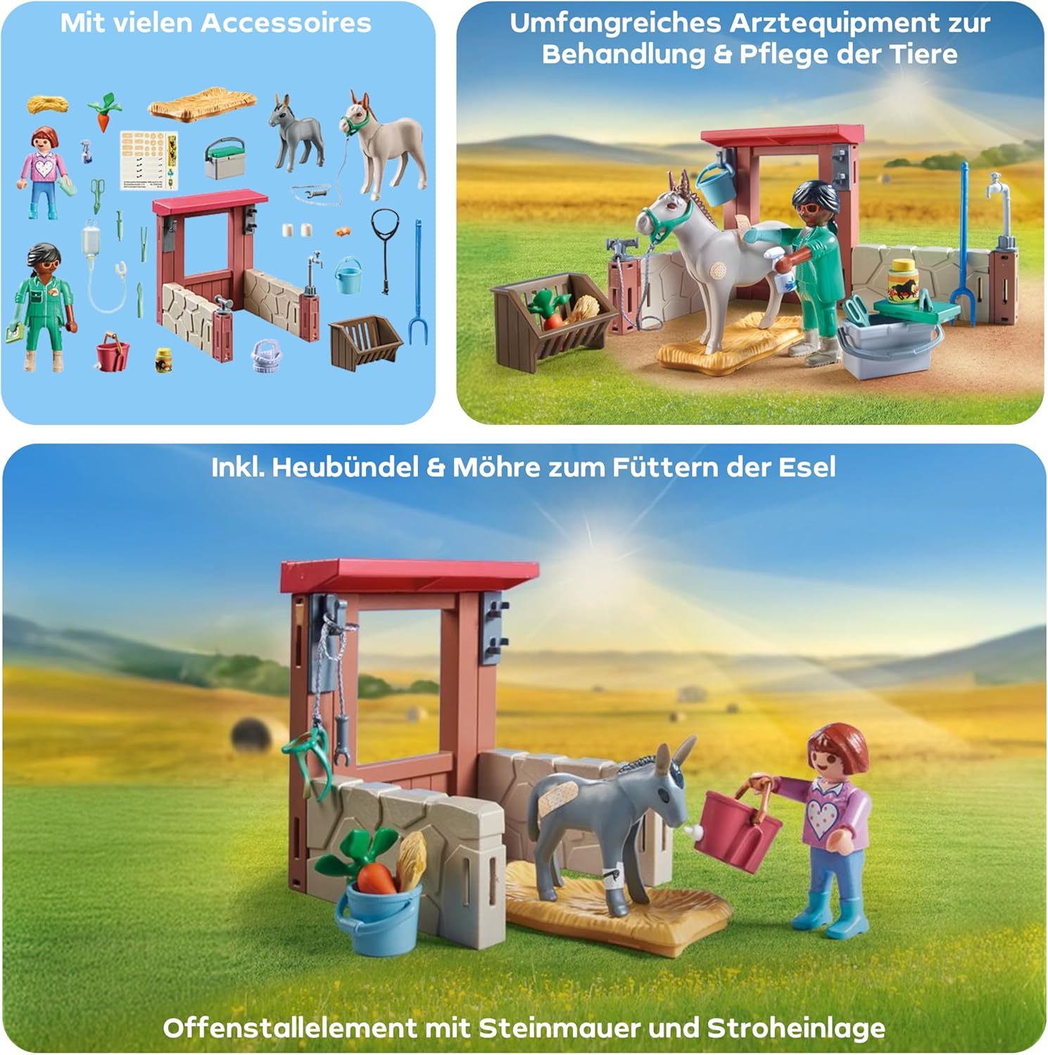 Detalle 2 de PLAYMOBIL Country Tierarzteinsatz bei den Eseln 71471