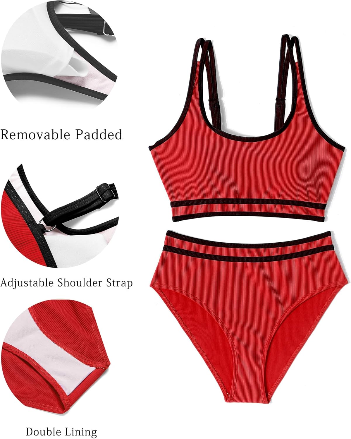 Thumbnail 3 de AI'MAGE Bikini Damen Set – Bauchweg High Waist mit Rippenstruktur, Push-Up & verstellbaren Trägern