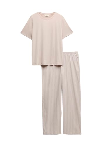 Detalle de Marks & Spencer Pigiama in Puro Cotone da Donna Crema – Comfort classico e praticità