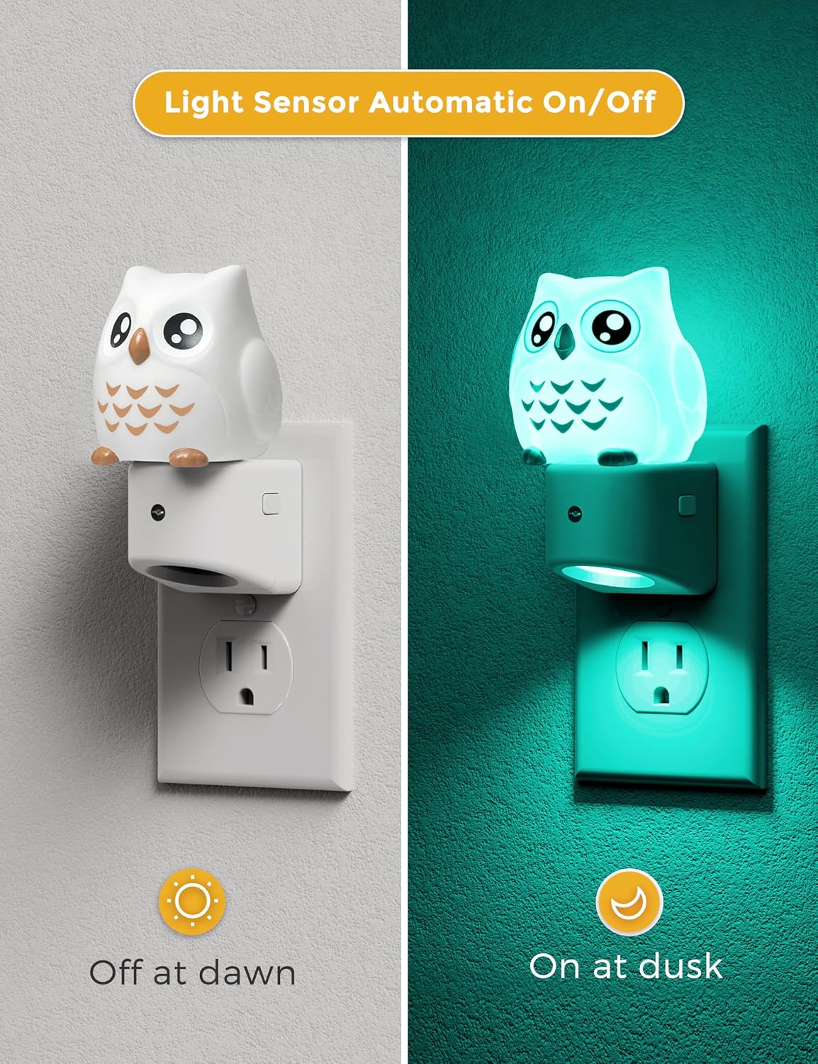Detalle 2 de L LOHAS LED GY15809OWUS 3D Owl Plug-In Night Light with RGB Modes
