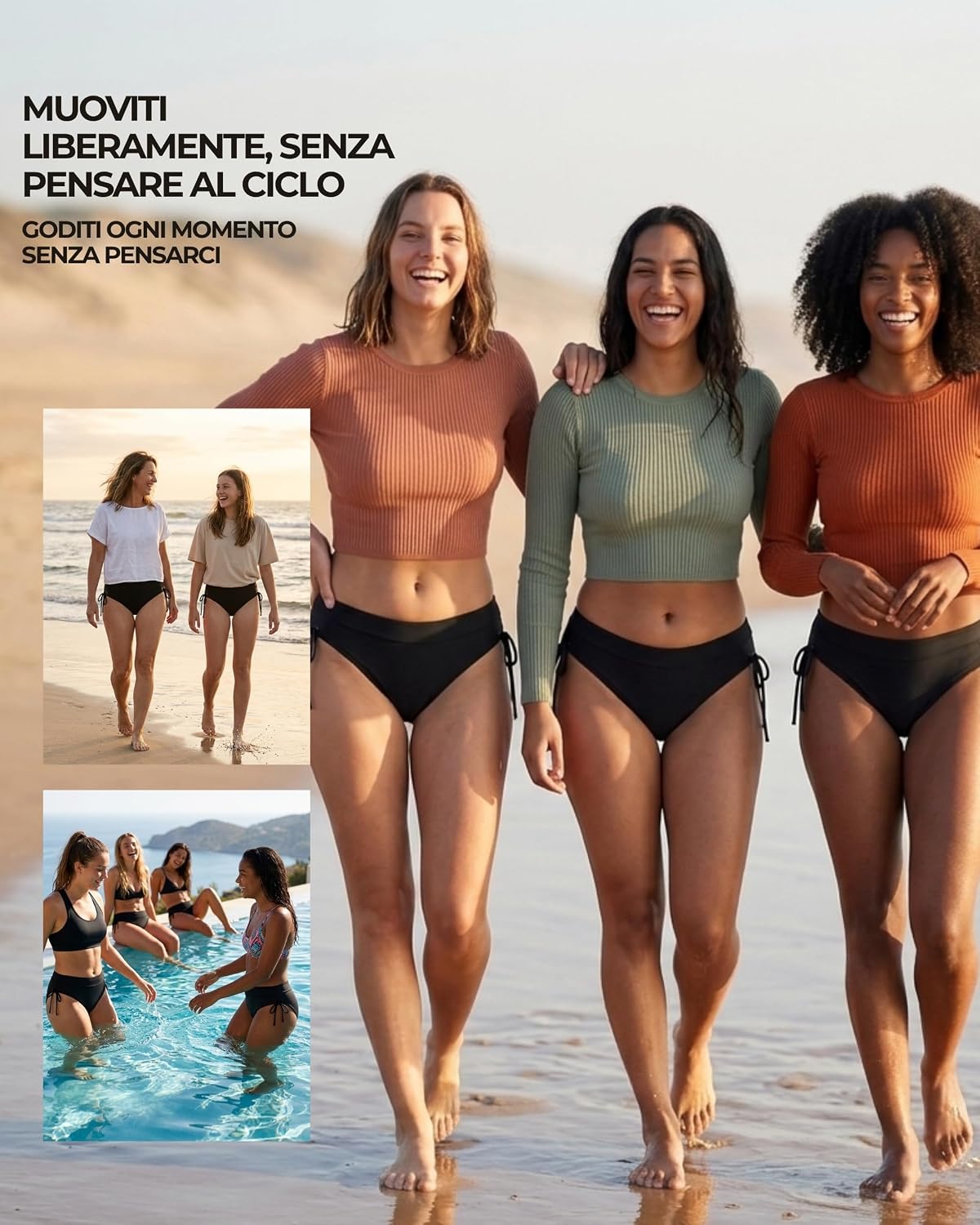 Detalle de MOOPRA Costume da Bagno Mestruale NAIA con AquaSecure