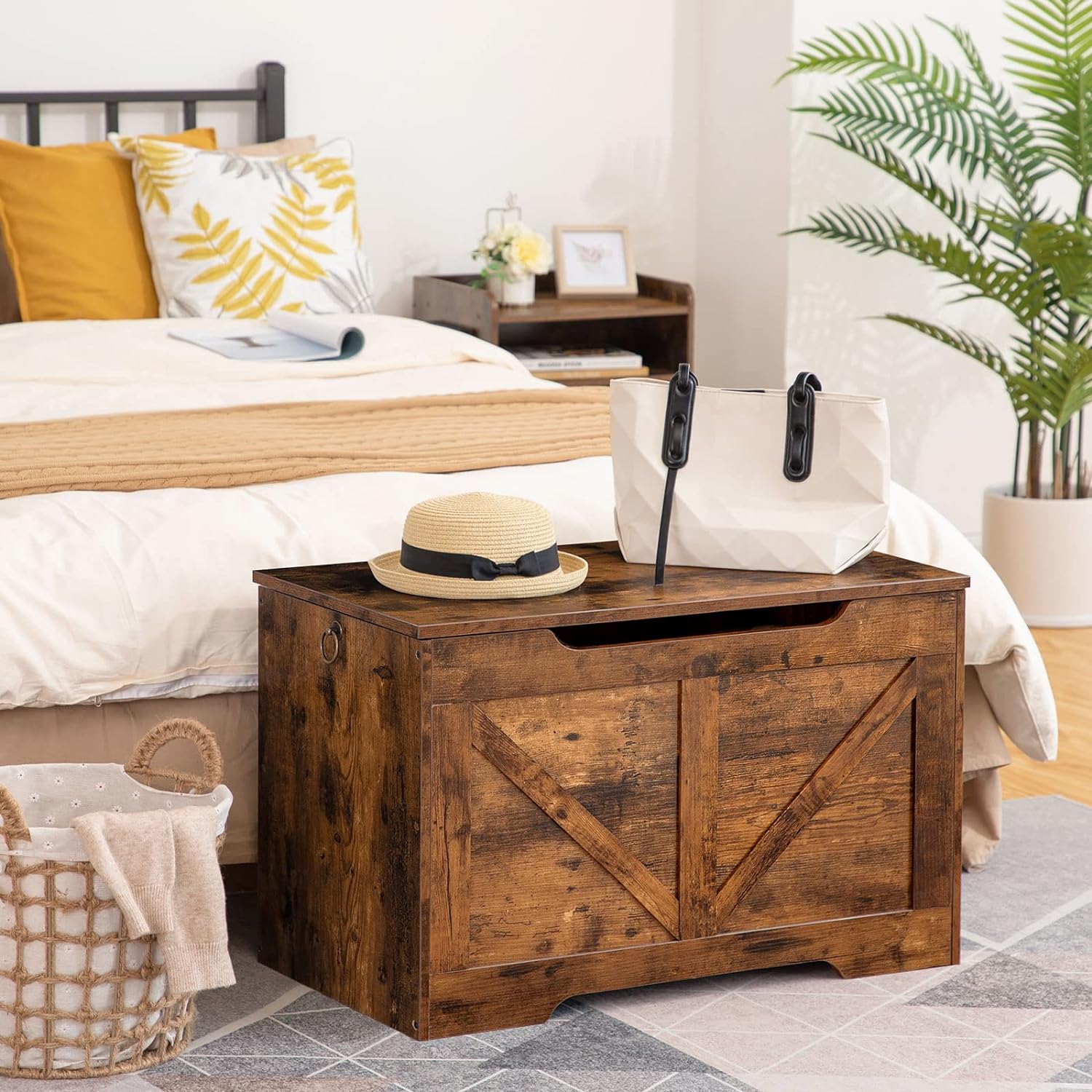 Thumbnail 2 de HOOBRO Cassapanca per bambini, 75 cm, Marrone Vintage – Panca contenitore con cerniere di sicurezza