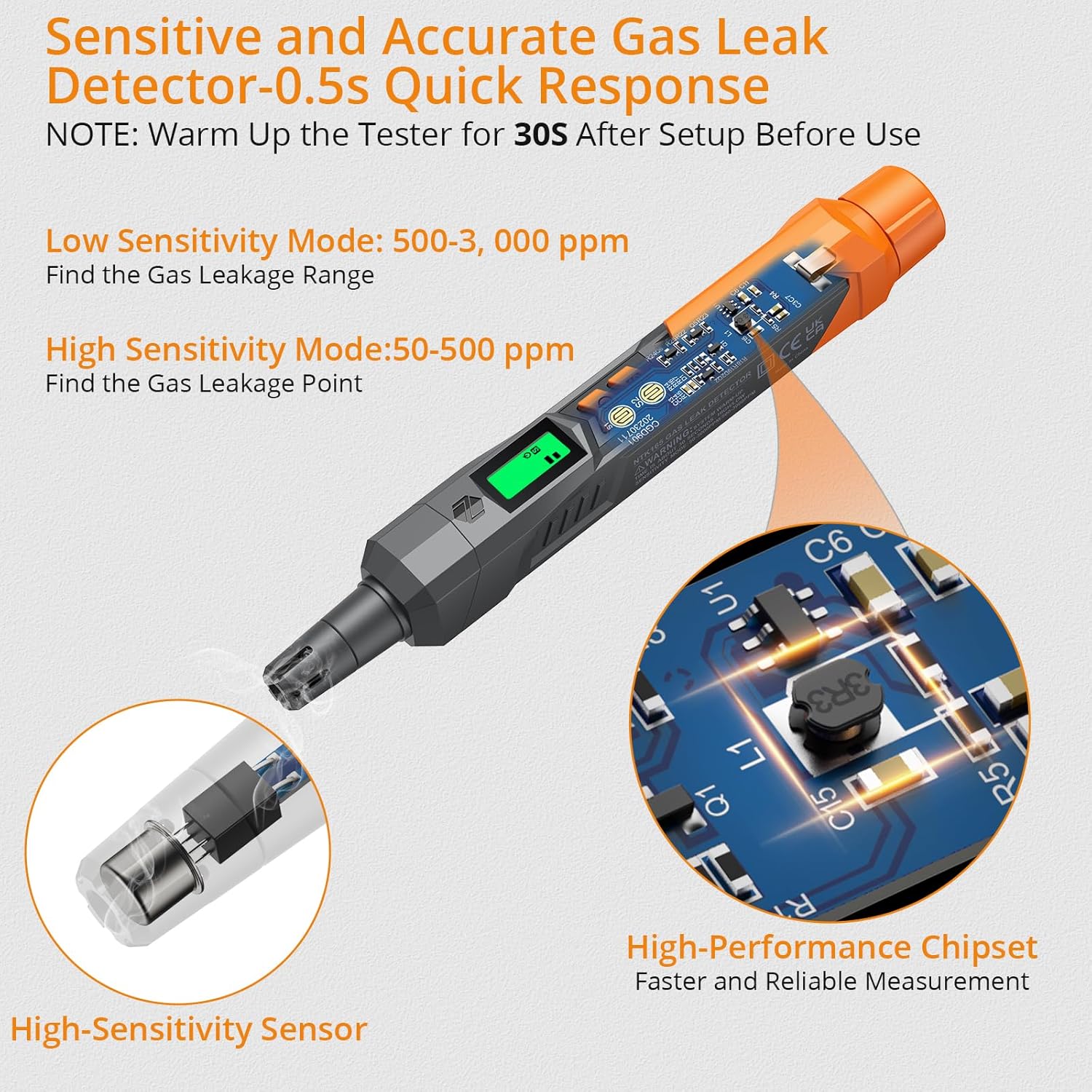 Thumbnail 1 de Neoteck portable natural gas leak detector with audible & visual alarm