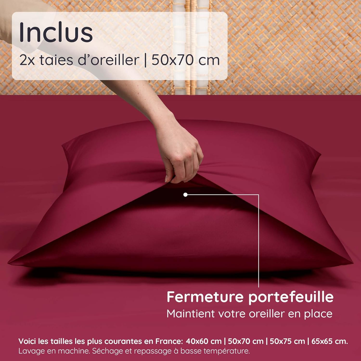 Thumbnail 1 de Bambaw Taie Oreiller 50x70 en Bambou – Lot de 2, Fraîcheur et Anti-Acariens
