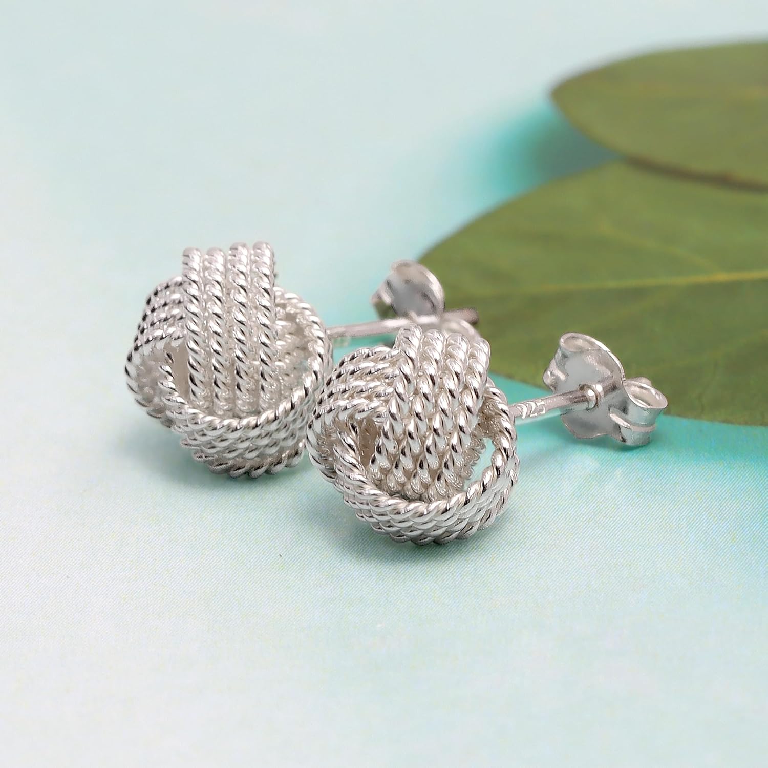 Thumbnail 4 de LeCalla 925 Sterling-Silber Love-Knoten Ohrstecker mit Schmetterling-Verschluss (italienisches Design)