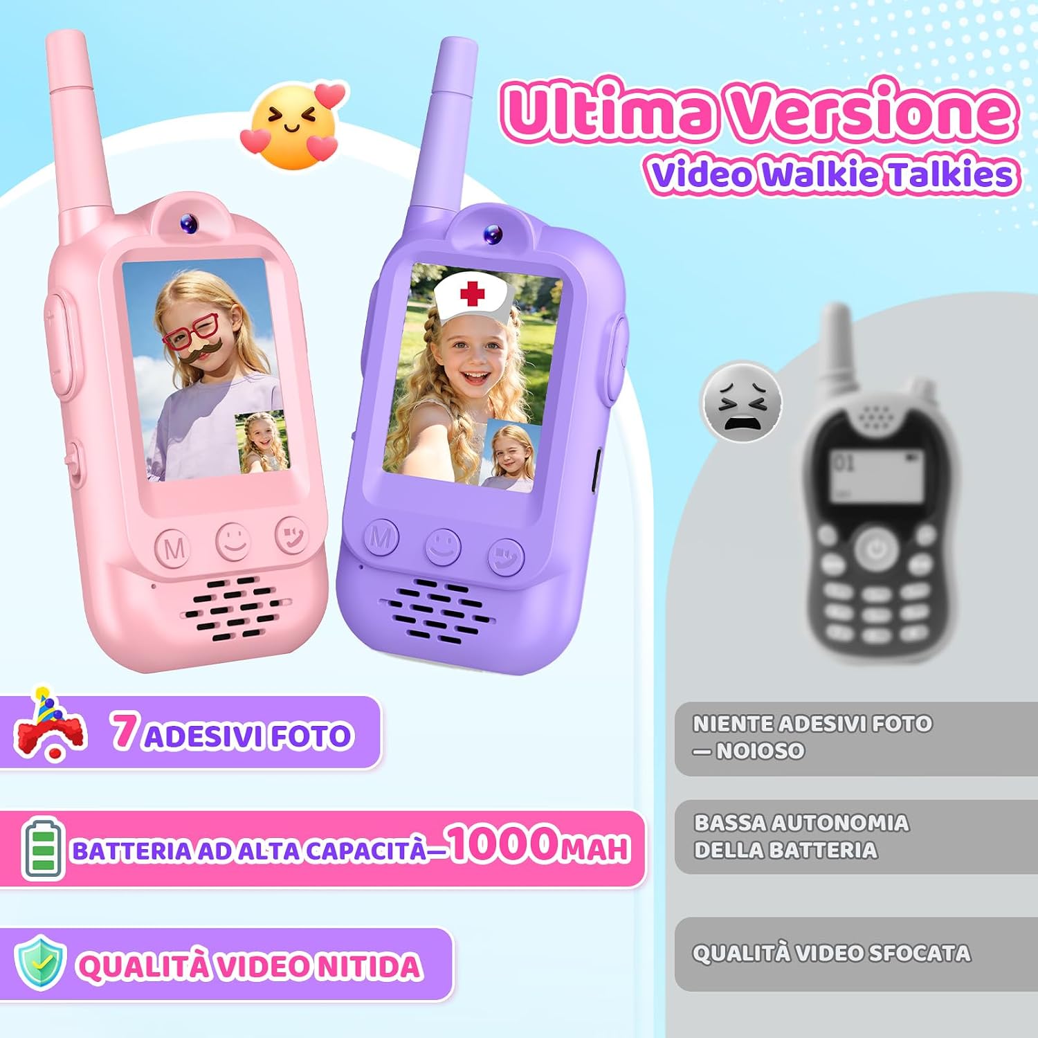 Detalle de iKidiki Walkie Talkie per Bambini Ricaricabili: videochiamate HD in tempo reale per età 3–8 anni