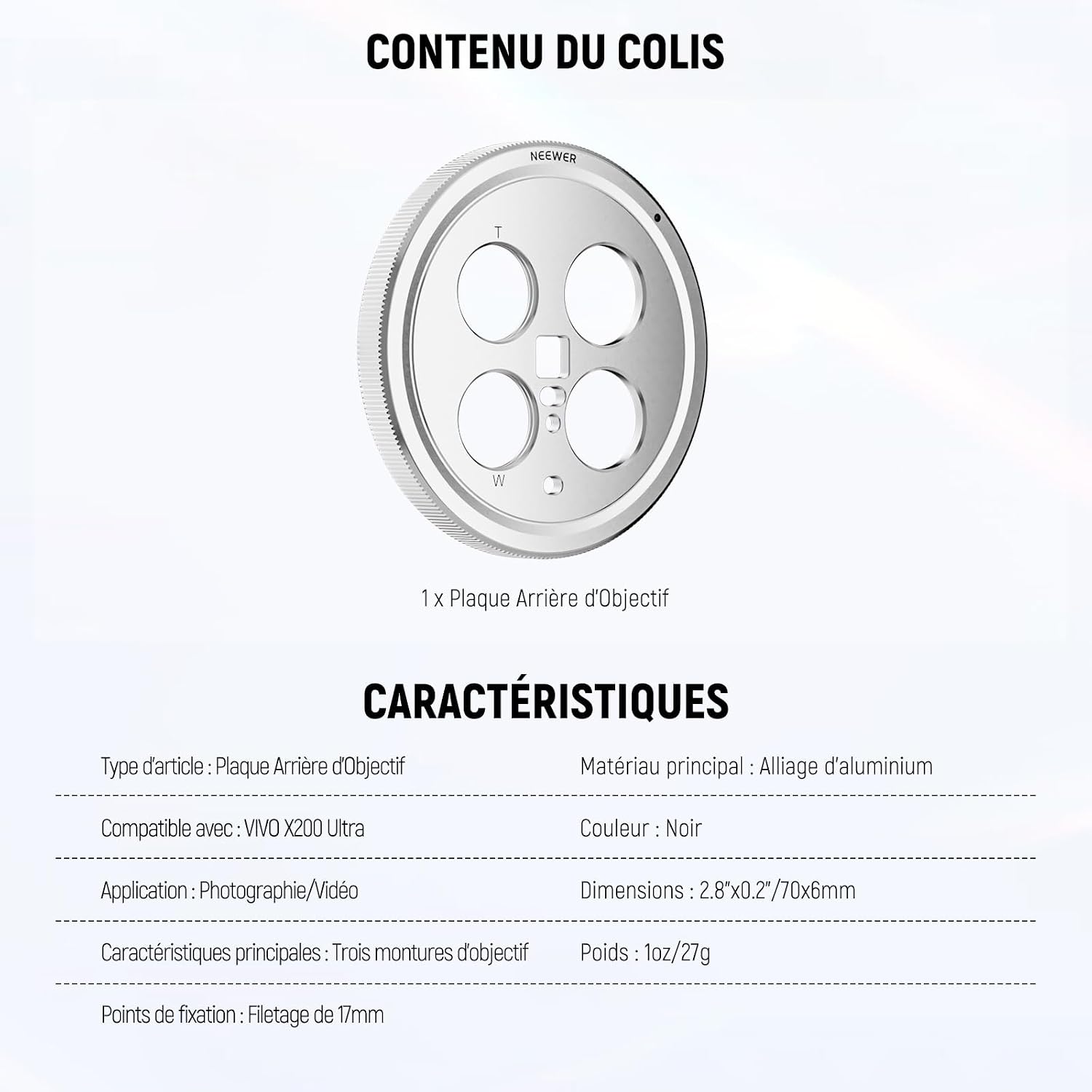 Thumbnail 6 de NEEWER X200 Ultra plaque arrière 17mm