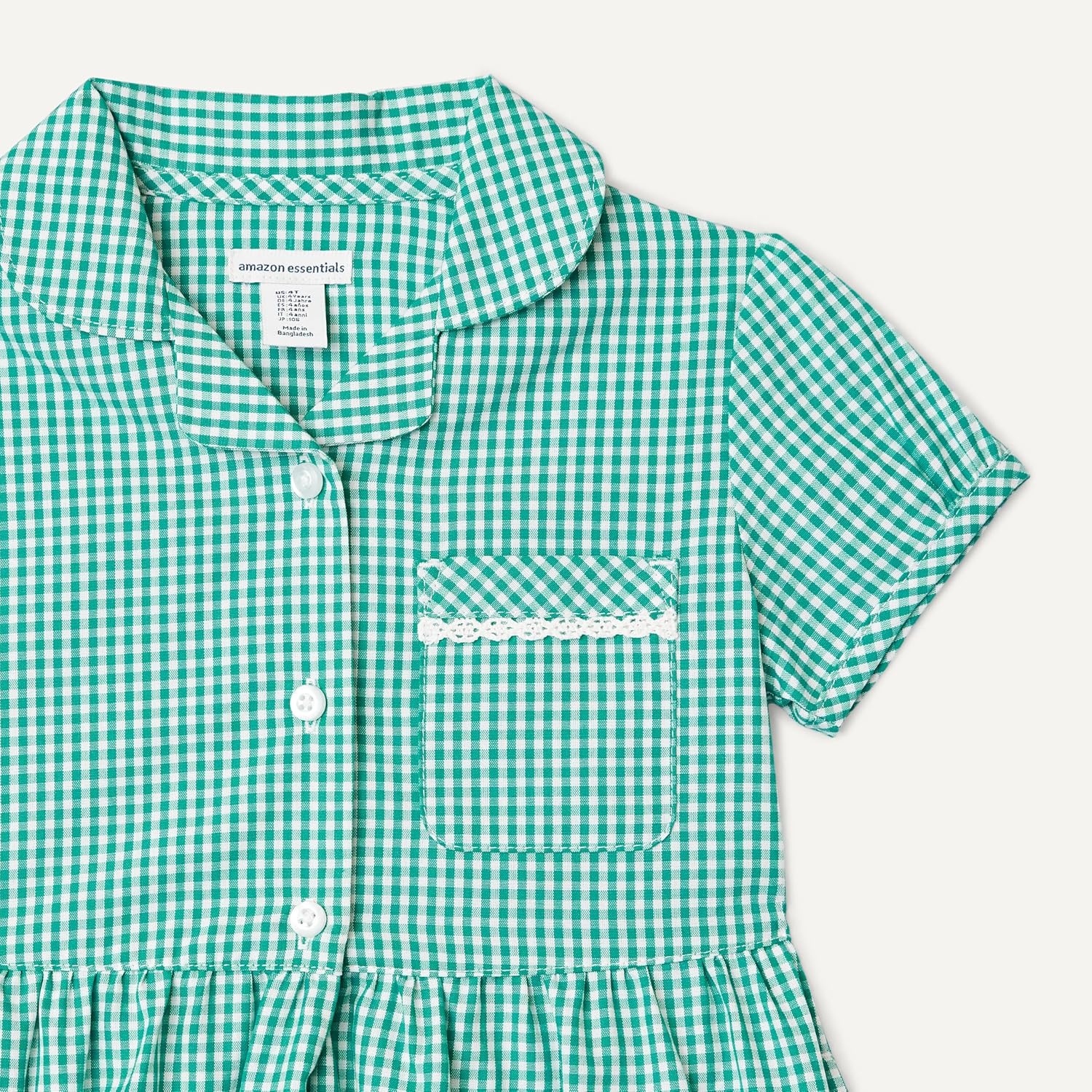 Detalle de Amazon Essentials Girls' Gingham School Uniform Dress, Pack of 2