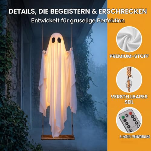 Detalle 2 de Sunwuun Große LED Halloween Geist Outdoor – 2,6 m, Fernbedienung