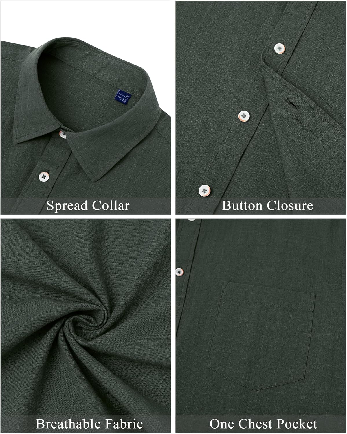 Thumbnail 3 de J.VER Men's Linen Shirts Casual Button Down Long Sleeve Shirt with Pocket
