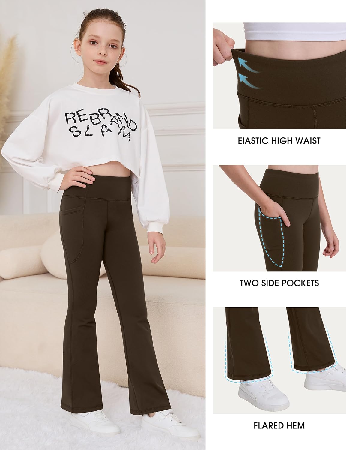 Thumbnail 3 de Desol Thermo-Schlaghose für Mädchen mit Taschen – gefütterte Flared Leggings als Gymnastik- und Sporthose