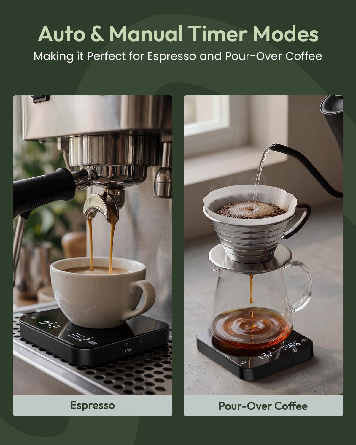 Detalle de Maestri House S2 Espresso Coffee Scale with Timer, 0.1 g Precision, USB-C
