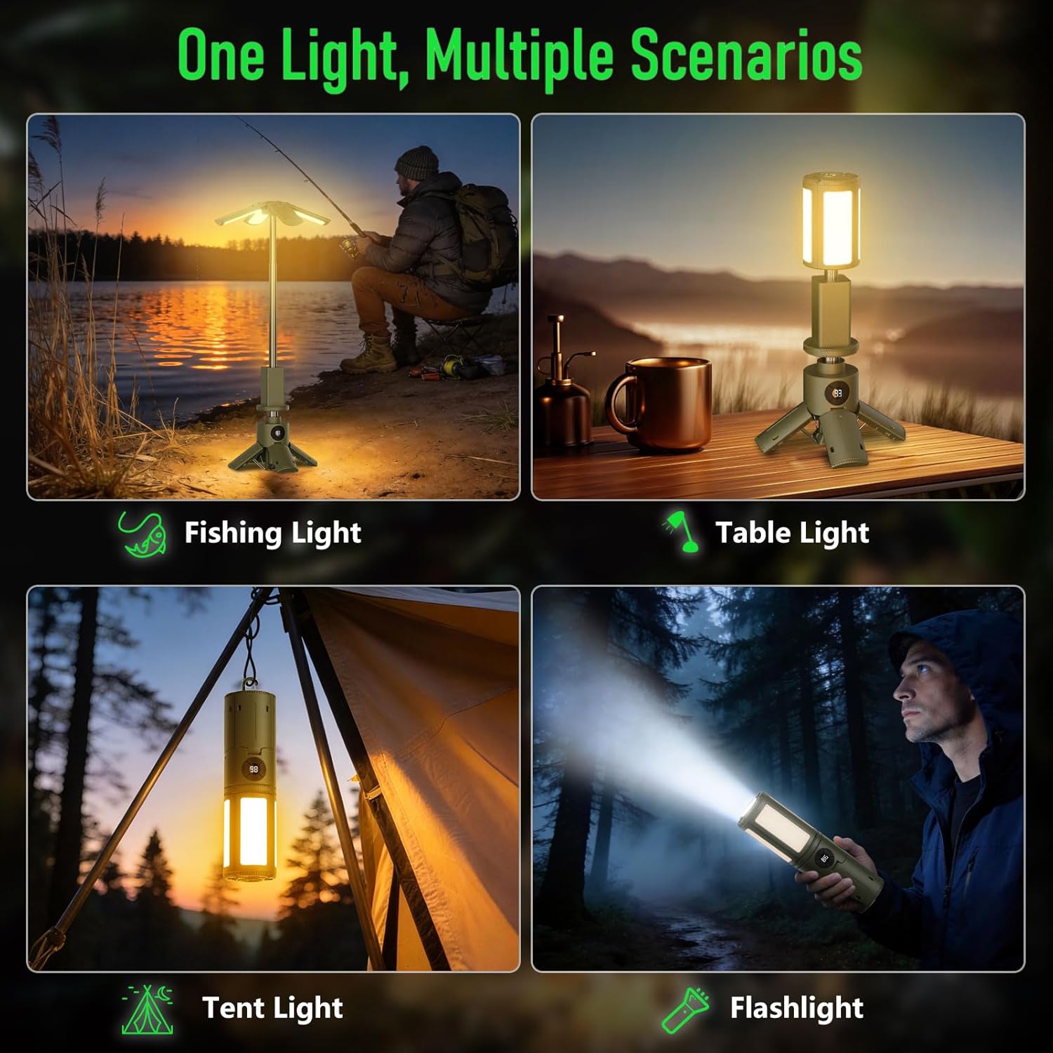 Thumbnail 1 de UBeesize Telescopic Camping Lights with Stand (14000mAh) — Rechargeable Lantern for Outdoor & Emergency Use