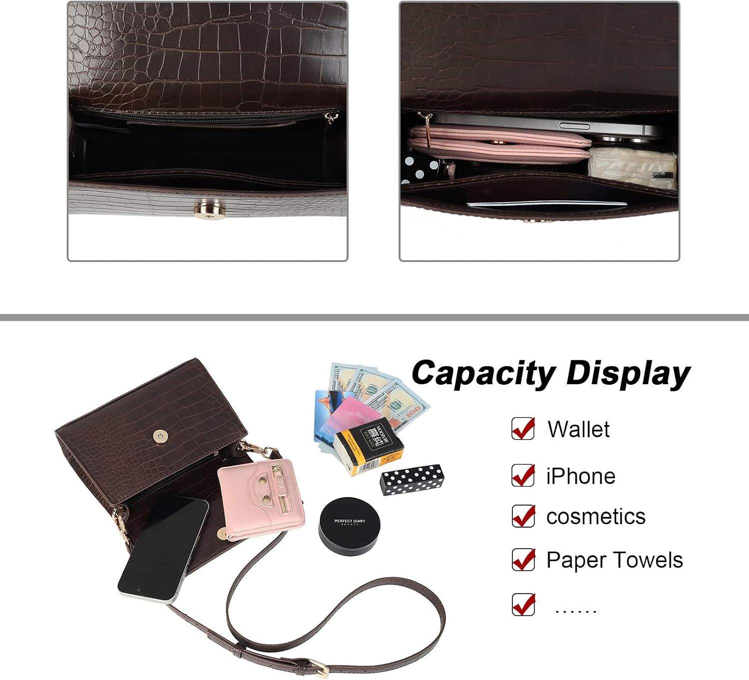 Detalle 2 de AFKOMST small hobo bag with crocodile look 20cm