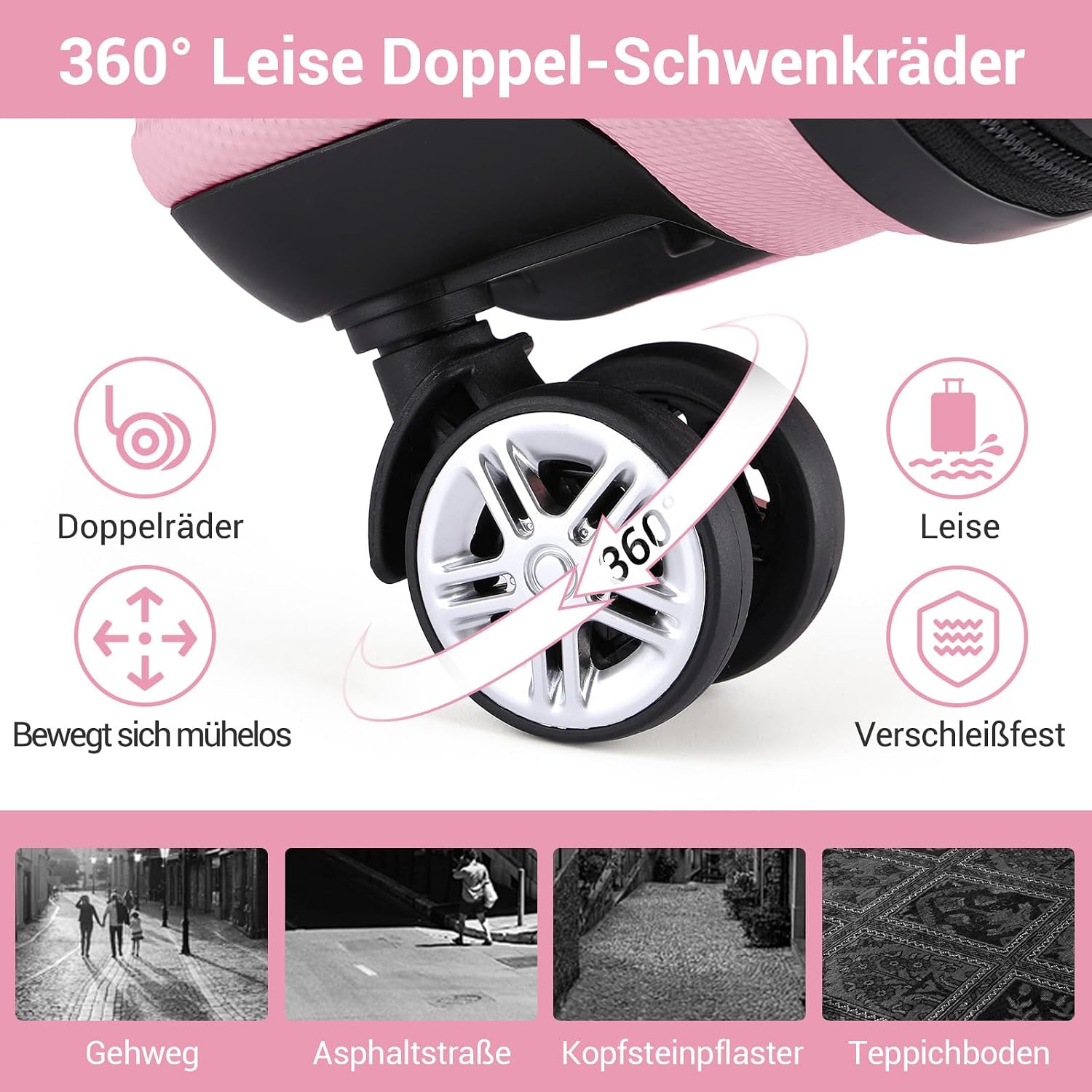 Thumbnail 5 de Kono Koffer Trolley Reisekoffer aus ABS+PC – leichter Hartschalenkoffer mit 4 Zwillingsrollen und TSA-Schloss