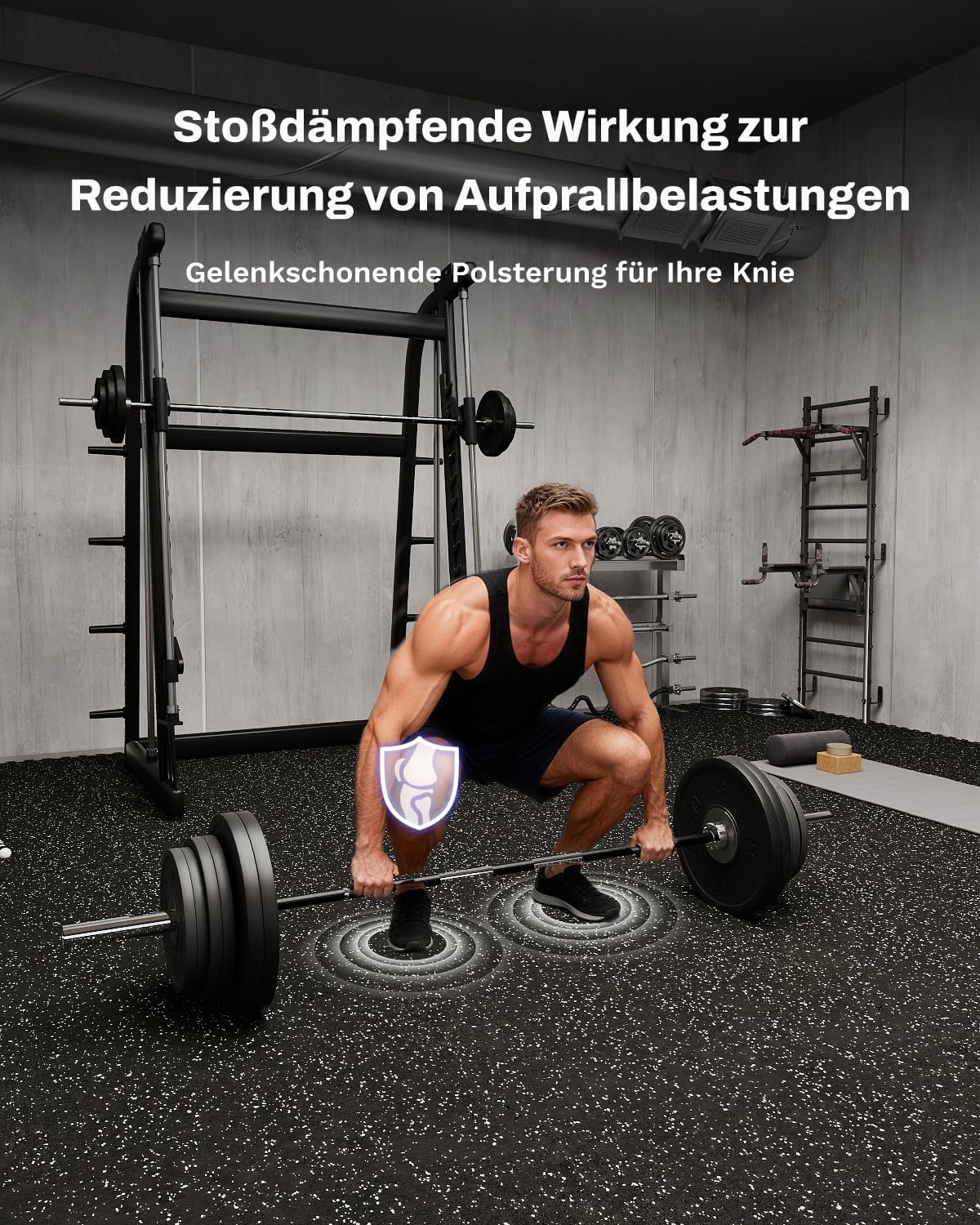 Detalle de AIRHOP 12 Matten Puzzle-Gummimatte 60 x 60 x 1,4 cm – extra dick für Fitnessstudio & Home-Training