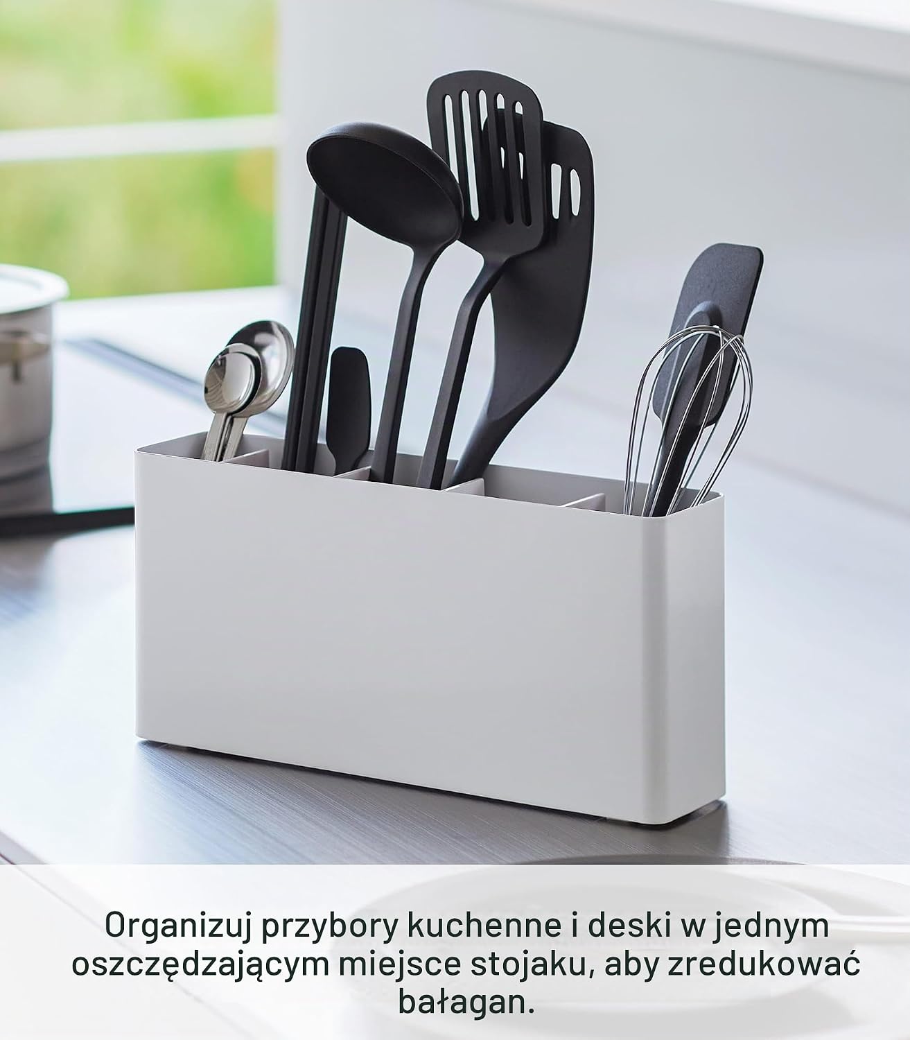 Detalle 2 de Yamazaki TOWER 8146 – uchwyt na przybory kuchenne i deskę, stal i ABS